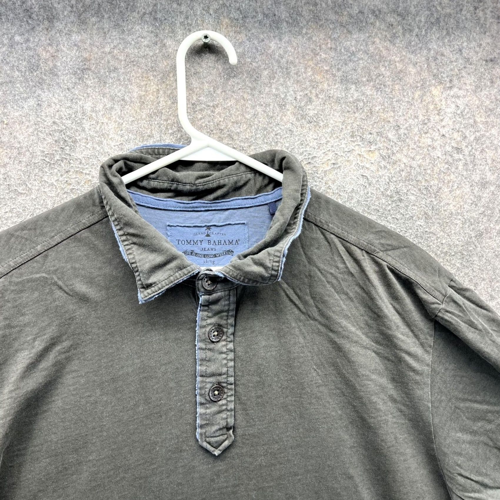 Tommy Bahama Tommy Bahama Jeans Polo Shirt Mens XL Green Solid Contrast Trim Cotton Casual Shirt Size US XL / EU 56 / 4 - 7 Thumbnail