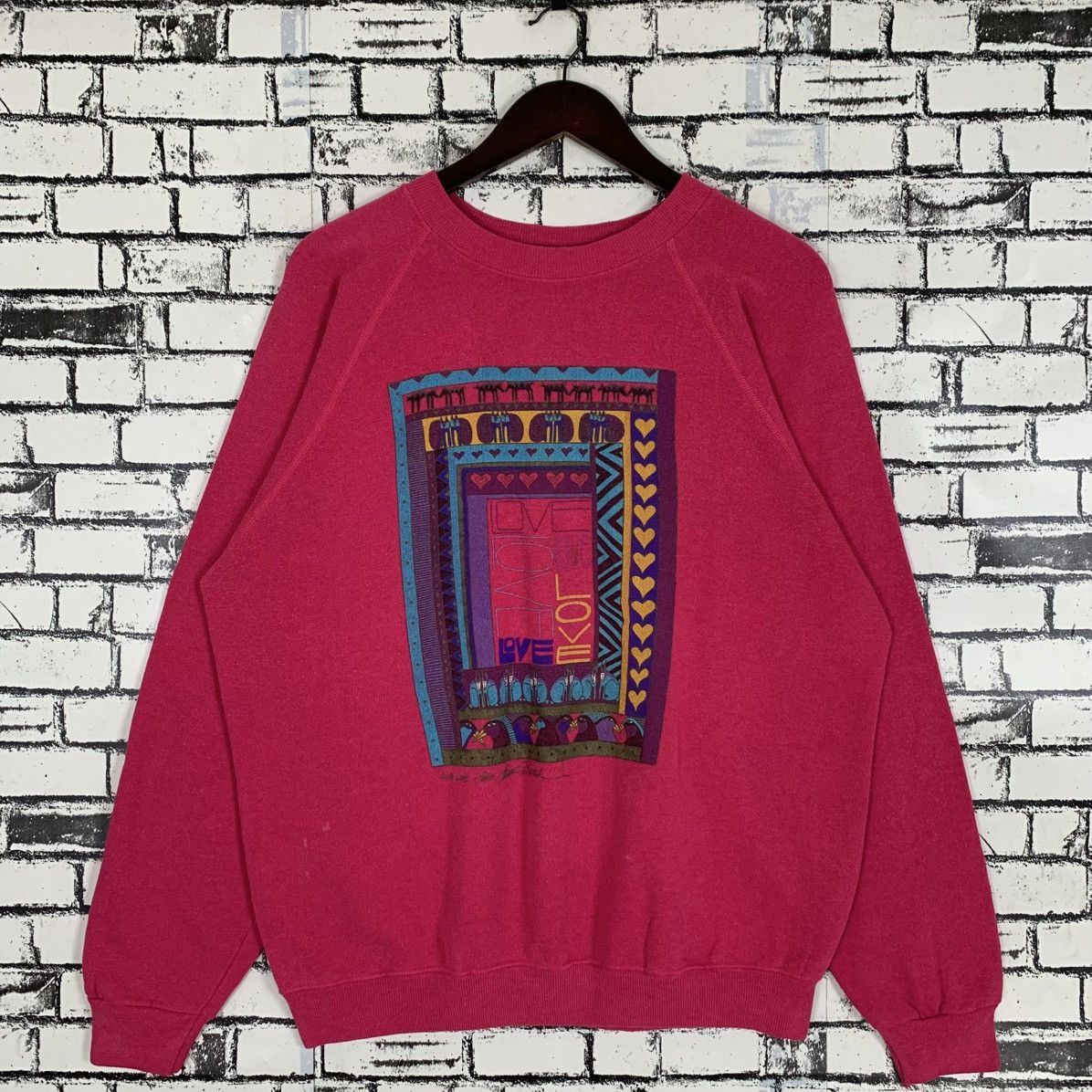 Vintage Vintage 80s Laurel Burch Love Art Graphics Sweatshirt Size XL / US 12-14 / IT 48-50 - 1 Thumbnail