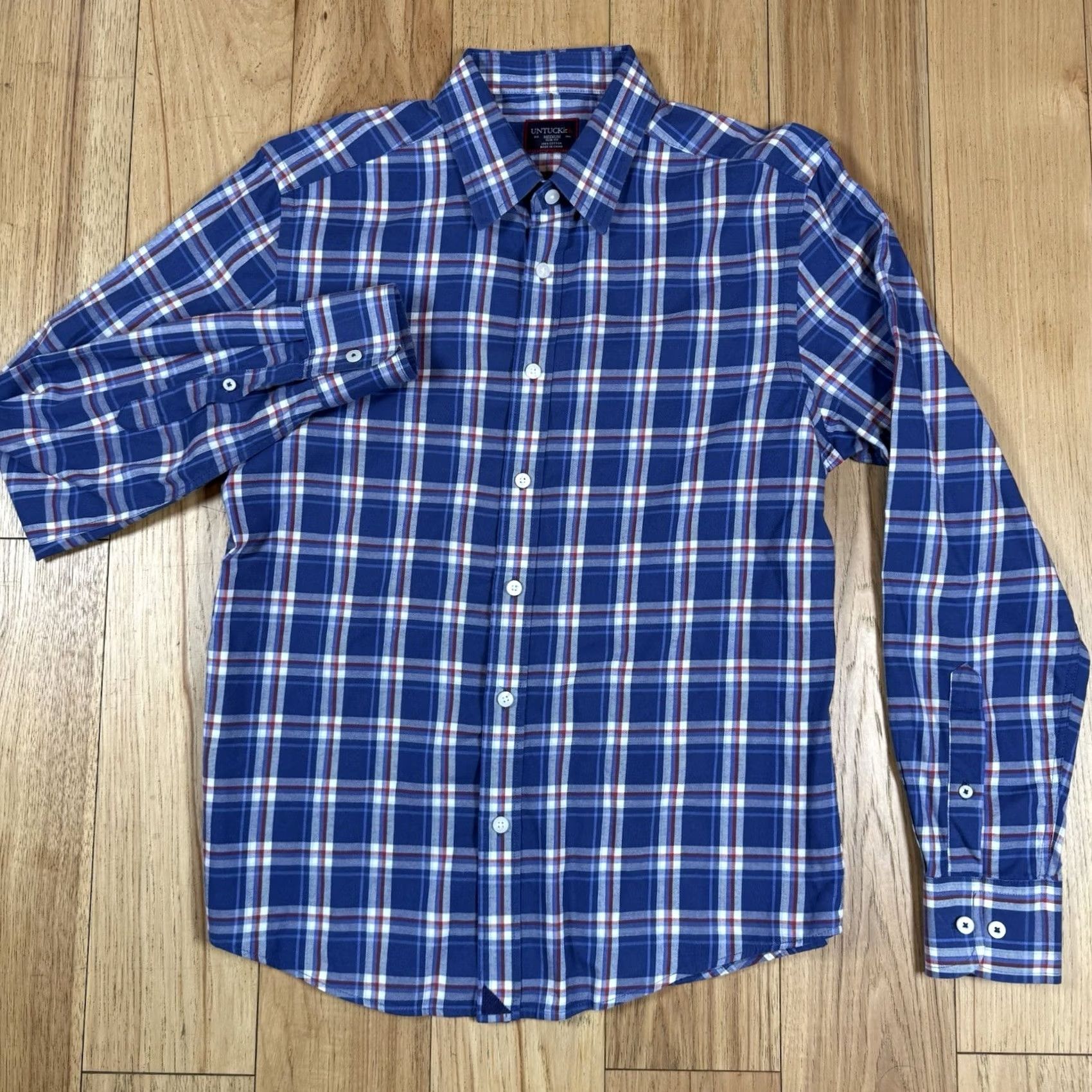 UNTUCKit UNTUCKit Shirt Mens Medium Slim Fit Button-Up Cotton Blue Plaid Long Sleeve Mens M Blue Plaid Slim Fit Button-Up Shirt Size US M / EU 48-50 / 2 - 3 Thumbnail
