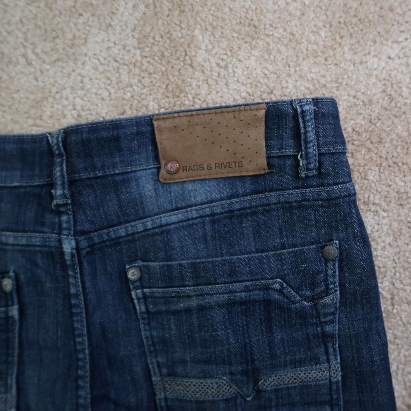 Vintage Rags and Rivets Jeans Slim Straight Leg Men's 34x28 Blue Denim Stretch Pockets 5-Pocket 90s College Preppy Vintage No Size US 34 / EU 50 - 7 Thumbnail