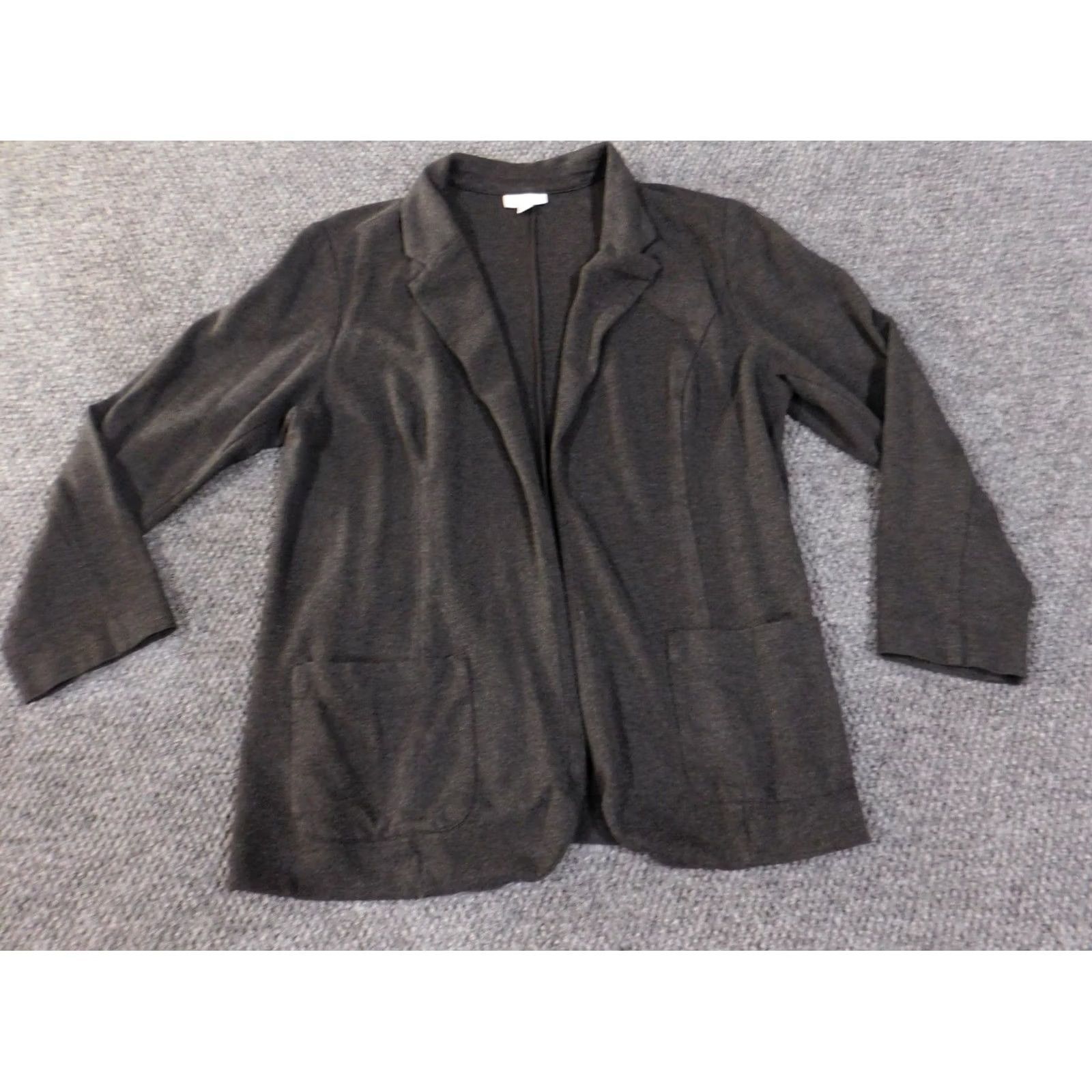 J. Jill J. Jill Blazer Womens Medium Gray Open Front Ponte Knit Jacket Full Zip Lined Collared Classic BLAZER Women M Gray Knit Jacket Size M / US 6-8 / IT 42-44 - 3 Thumbnail