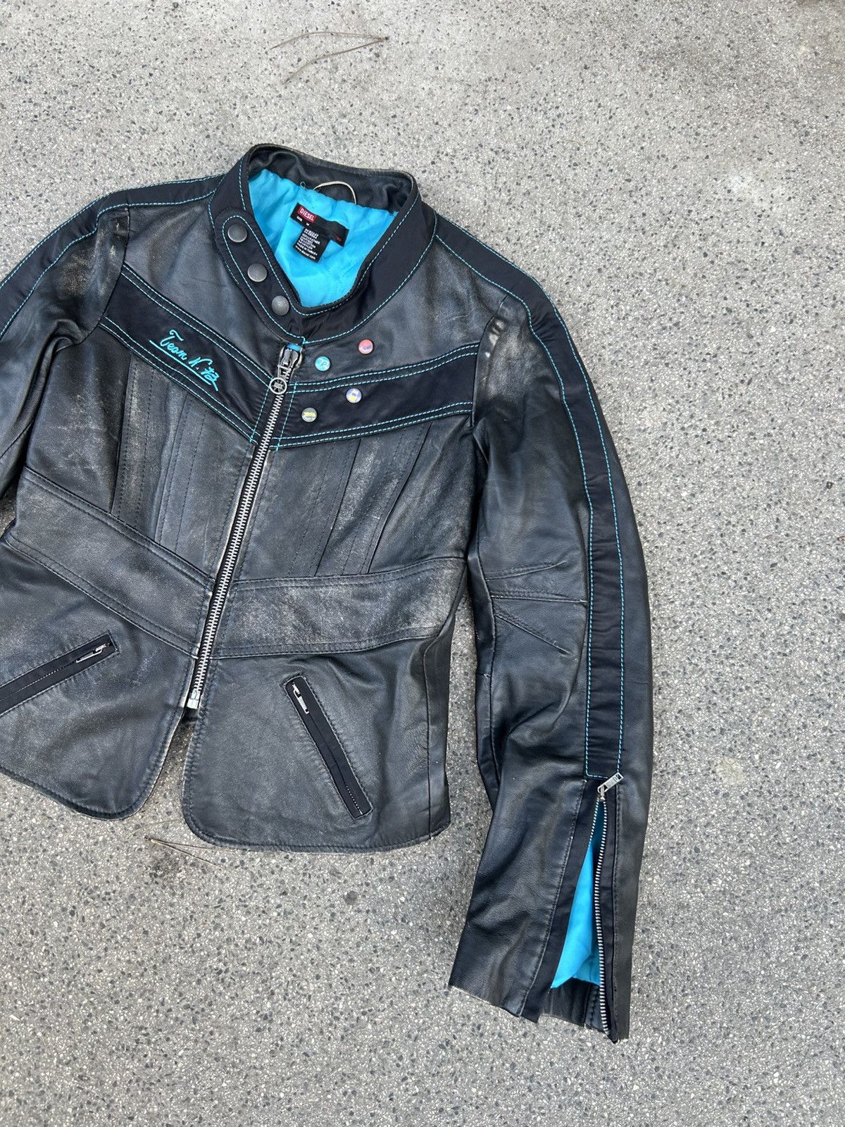 Diesel Vintage Diesel Y2K Leather Jacket Fitted Denim Moto Jacket Size M / US 6-8 / IT 42-44 - 3 Thumbnail