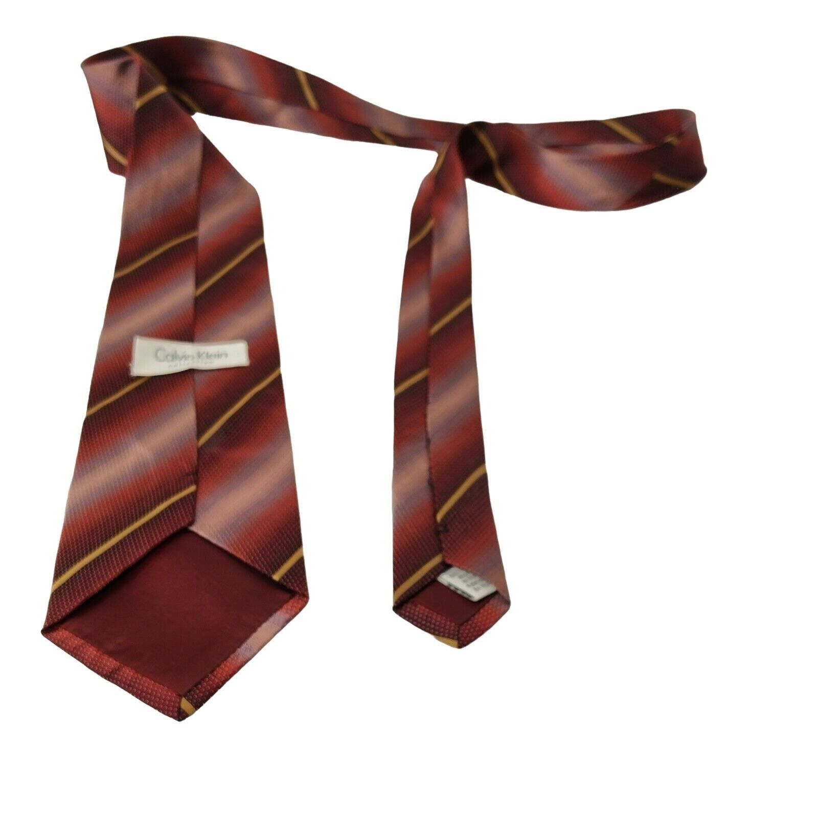 Calvin Klein Calvin Klein Silk Tie Necktie Red Gold Stripe Made in Italy Size ONE SIZE - 3 Thumbnail