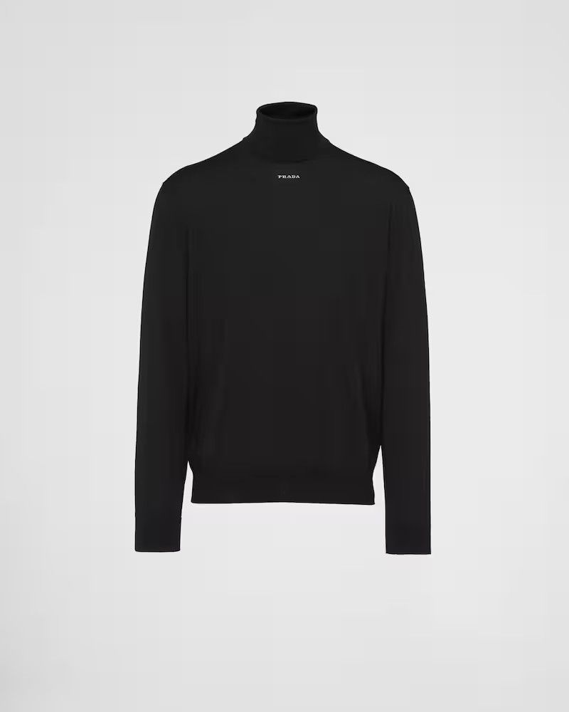 Prada o1bcso1str1025 Superfine Wool Sweater in Black Size US L / EU 52-54 / 3 - 1 Thumbnail