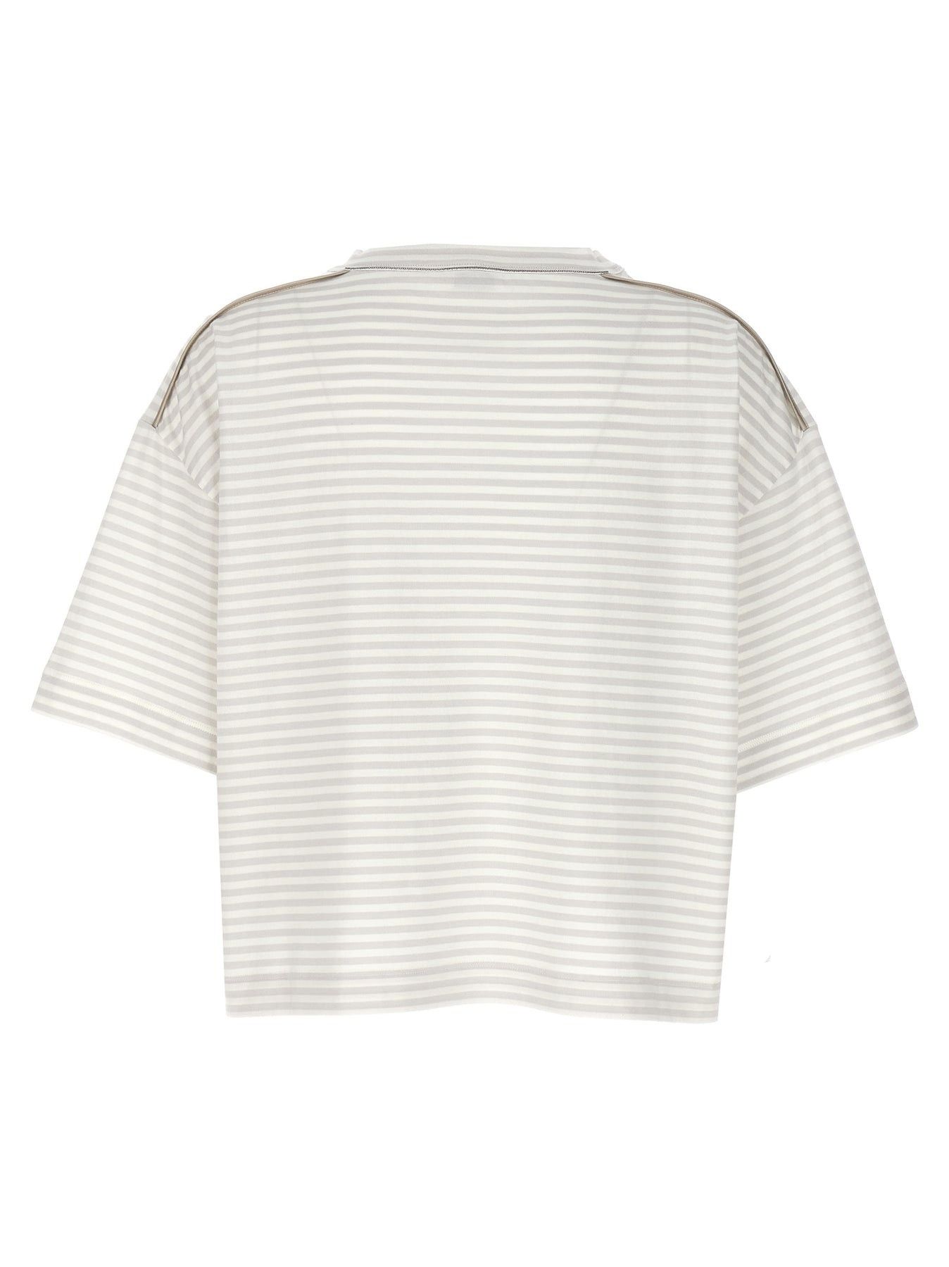 Brunello Cucinelli o1y0825 Crewneck T-Shirt in Light Gray/White Size XXS / US 00 / IT 34 - 2 Thumbnail