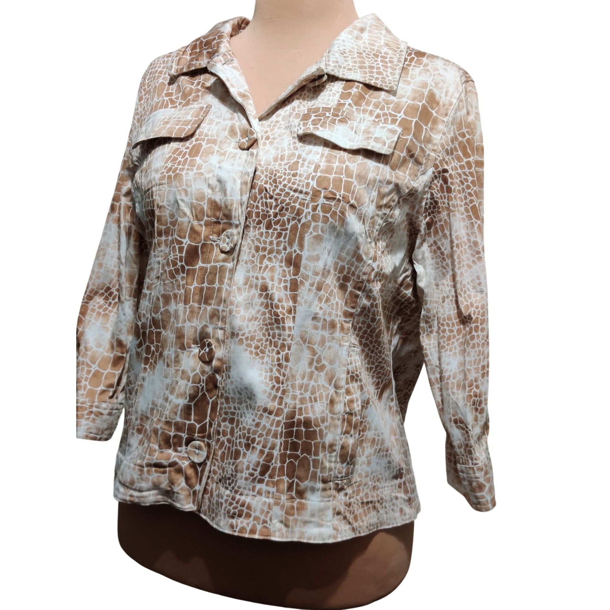 Other Sorialle Petite Size XL Tan Giraffe Print Button Front Jacke Size XL / US 12-14 / IT 48-50 - 9 Thumbnail