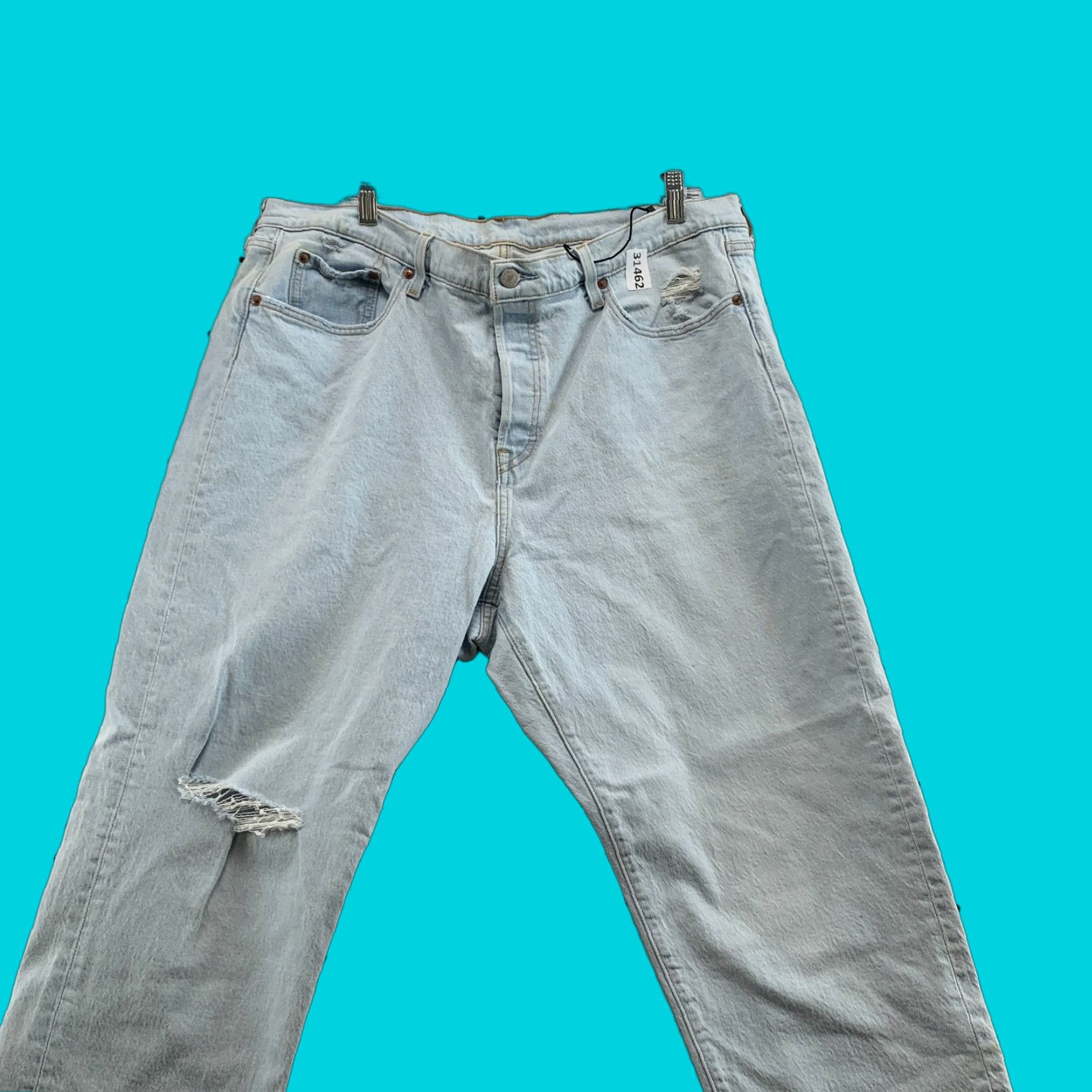 Levi's Levi's 501 Jeans Womens 18W Denim Light Blue 40x25.5 NWT Raw Hem Jeans Womens Size 40" / US 18 - 1 Thumbnail