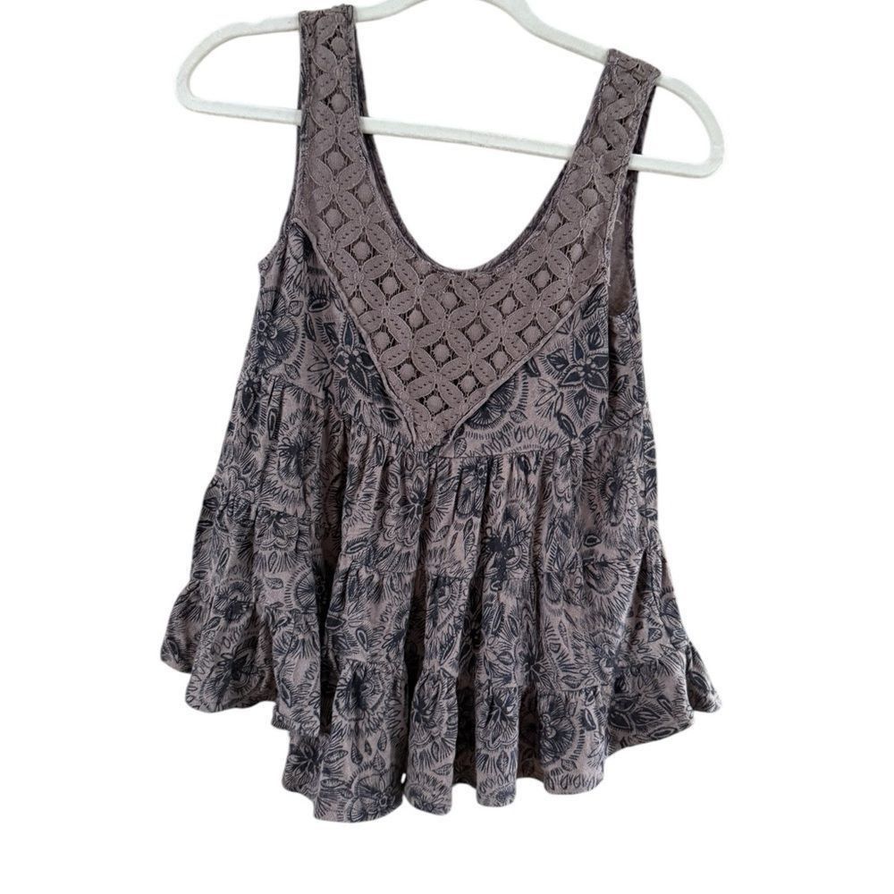Free People Free People Gray Asymmetrical Embellished Tank Top Size XS / US 0-2 / IT 36-38 - 9 Thumbnail