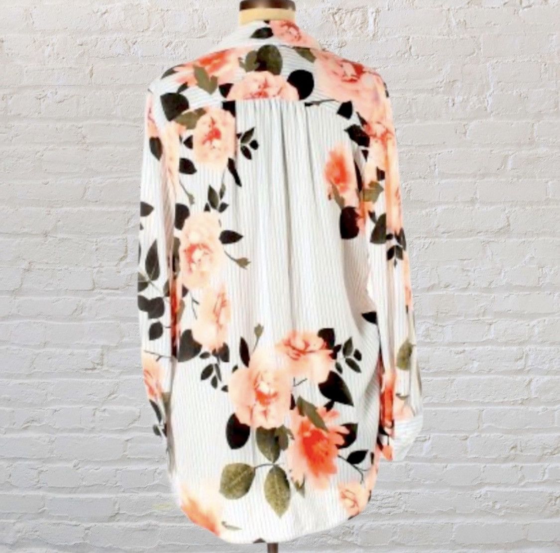 I.N.C INC INTERNATIONAL STRIPED FLORAL ADJUSTABLE SIDE SLIT BLOUSE Size M / US 6-8 / IT 42-44 - 11 Thumbnail