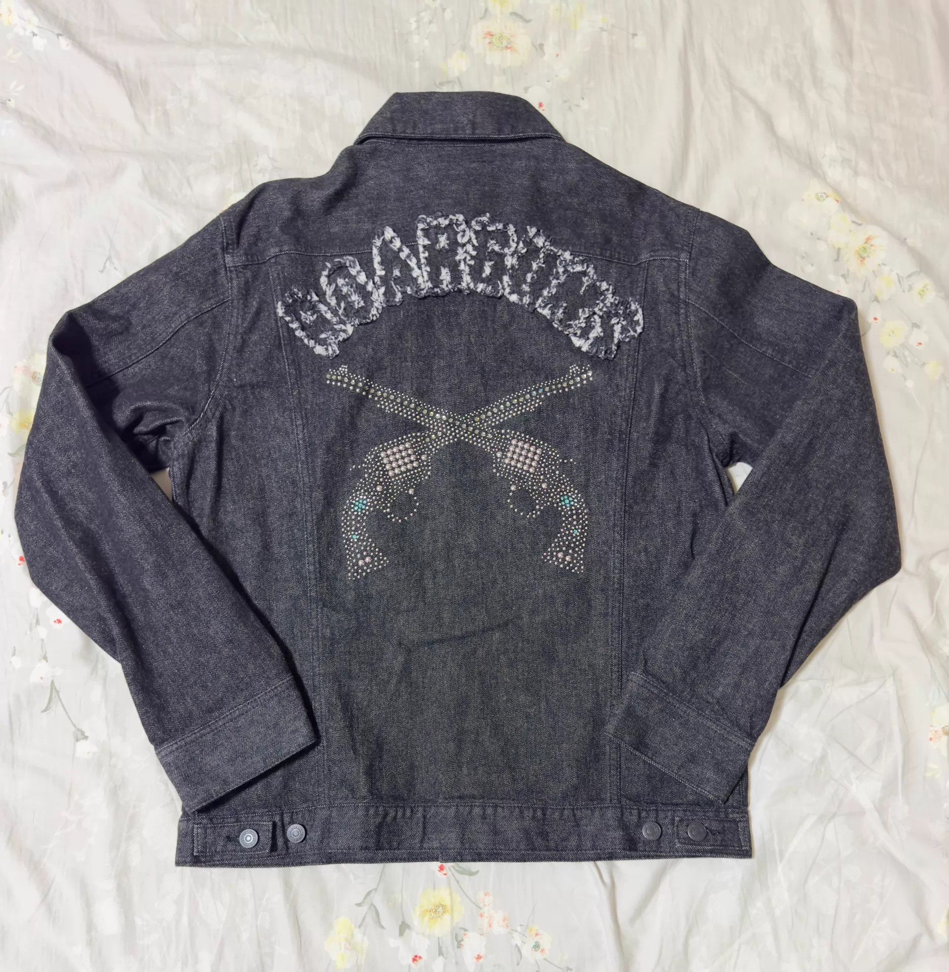 roarguns roarguns 22aw double gun rhinestone denim L black Size US L / EU 52-54 / 3 - 2 Thumbnail