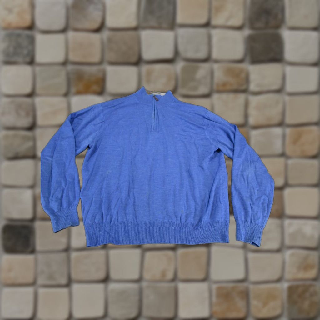 Peter Millar VINTAGE Peter Millar Sweater Shirt Mens L Blue Knit Merino Wool Mock Neck 90s Classic Pullover Size US L / EU 52-54 / 3 - 1 Thumbnail