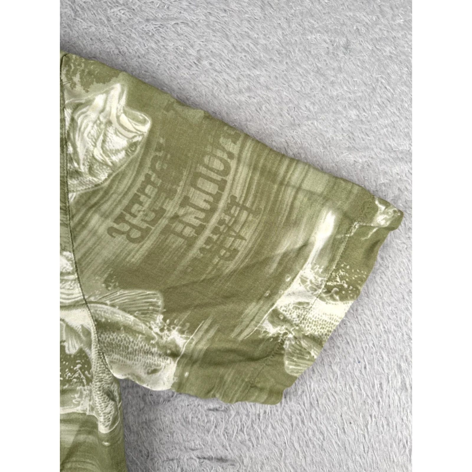 George George Button-Up Shirt Men Medium Green Hawaiian 100% Rayon Pocket Solid Collar Brief: Largemouth Bass Angler Theme Season All Seasons Vintage No Size US XXL / EU 58 / 5 - 2 Thumbnail