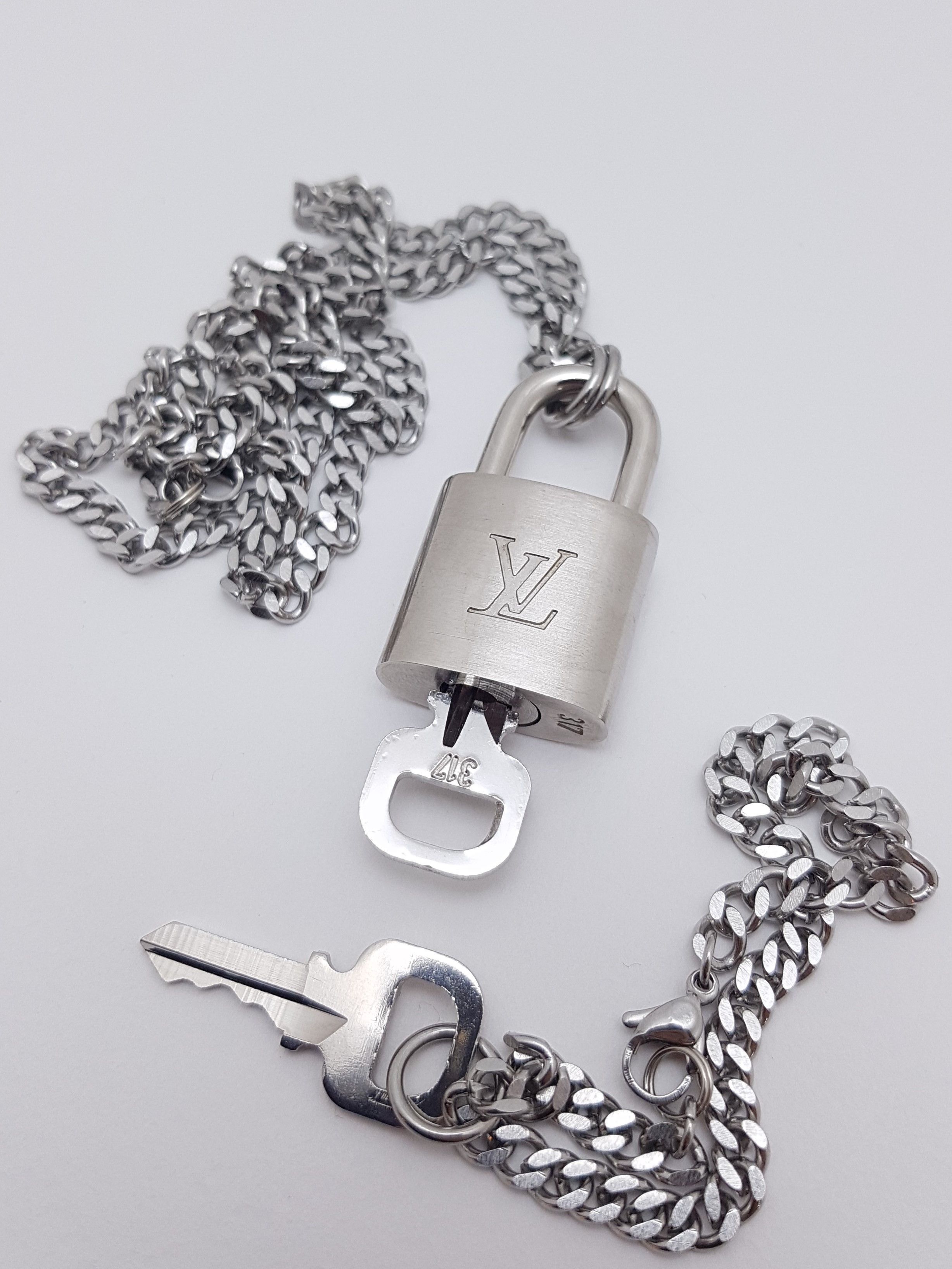 Louis Vuitton Silver Lock & Key Necklace newest