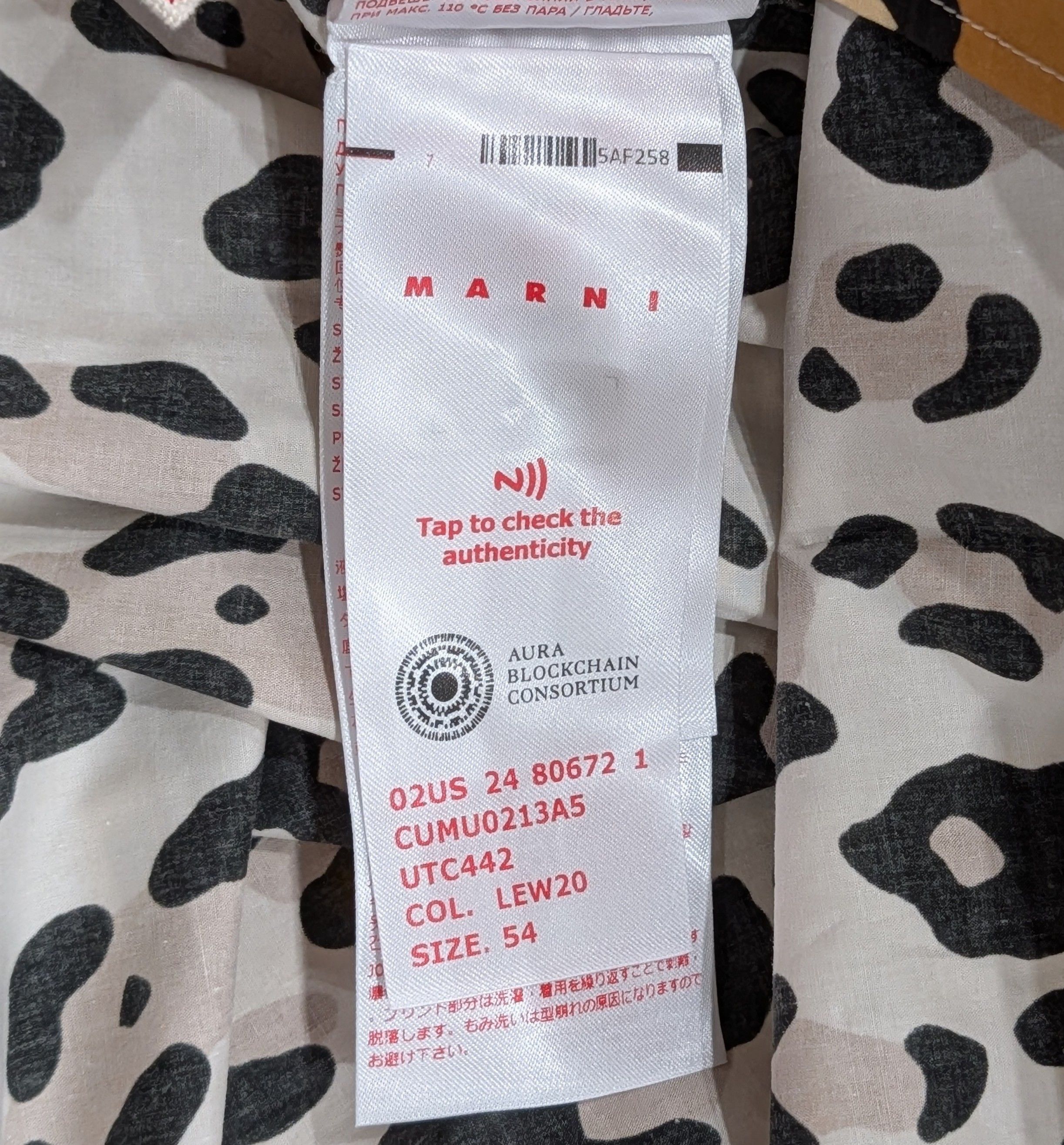 Marni MARNI SS Cotton Button Up Shirt Leopard Multi 54 US 44 Size US L / EU 52-54 / 3 - 6 Thumbnail