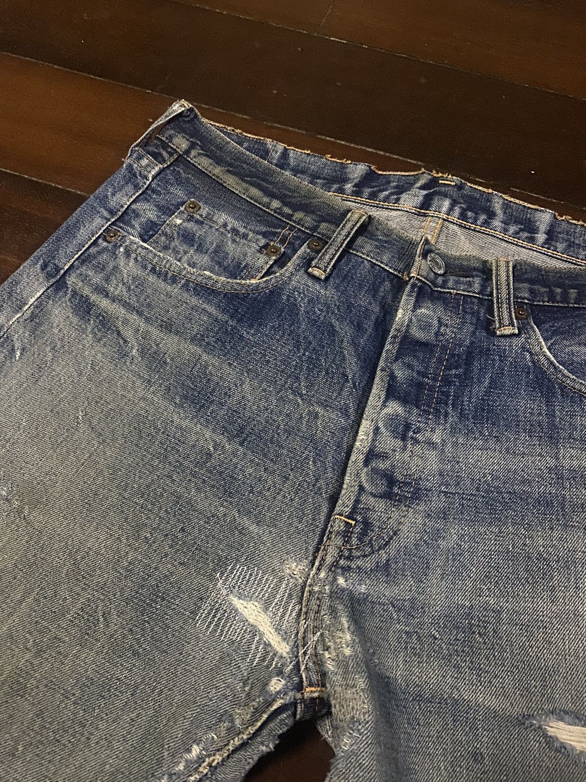 Denime Vintage 90s DENIME Orizzonti mud wash distressed rework Size US 35 - 10 Thumbnail