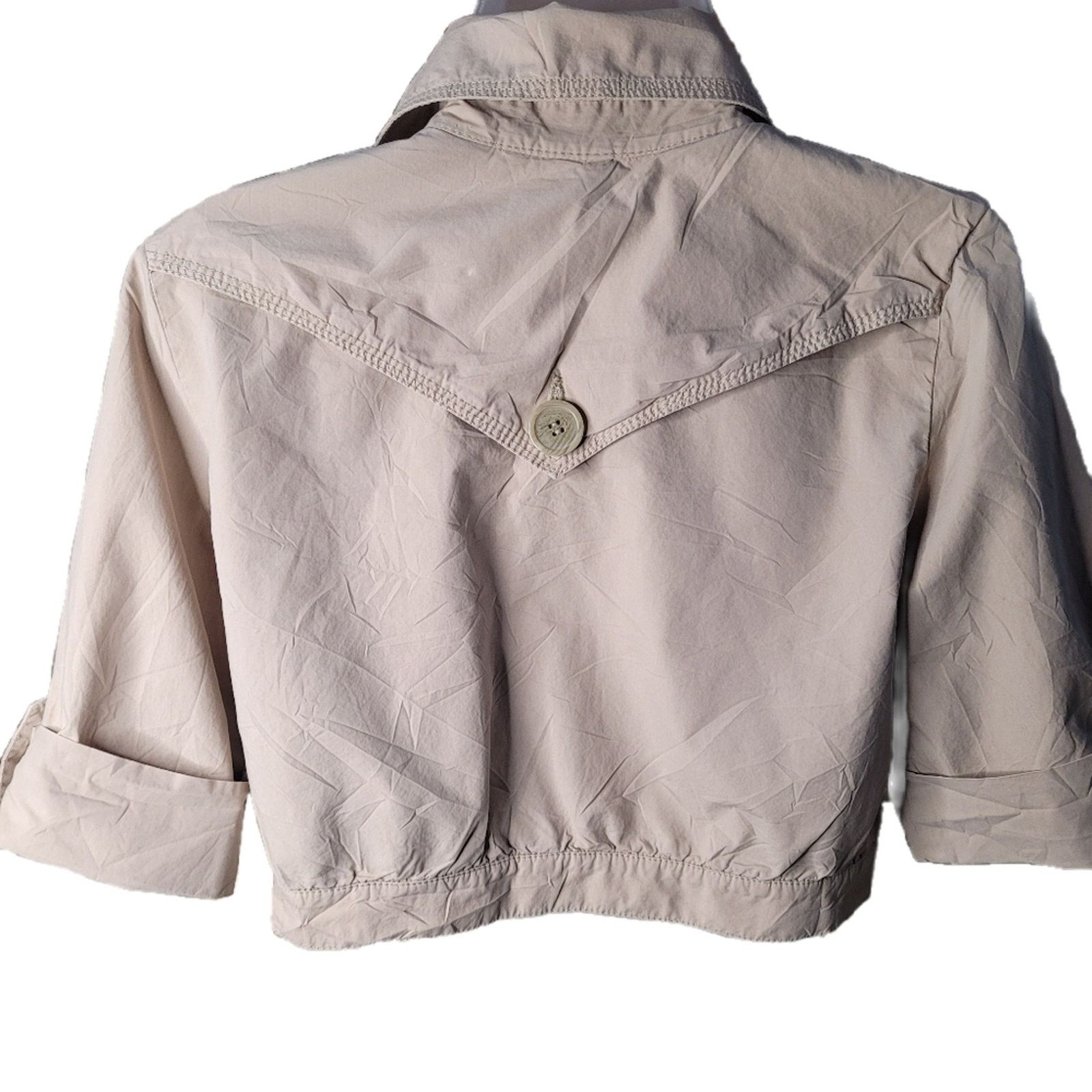 DKNY DKNY Women's Tan Cropped Jacket Lined 3/4 Sleeves Sz S Size S / US 4 / IT 40 - 2 Thumbnail