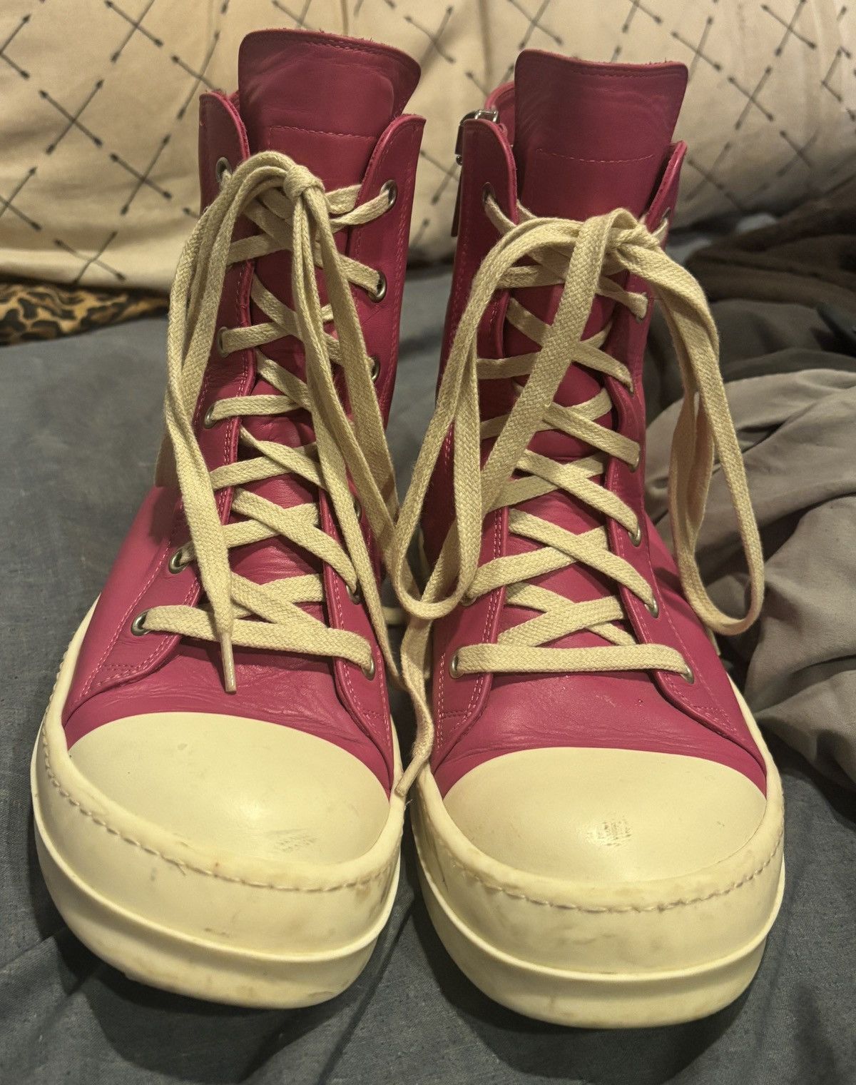 Rick Owens Hi top Leather Rick Owens Pink Size US 6 / EU 39 - 3 Thumbnail