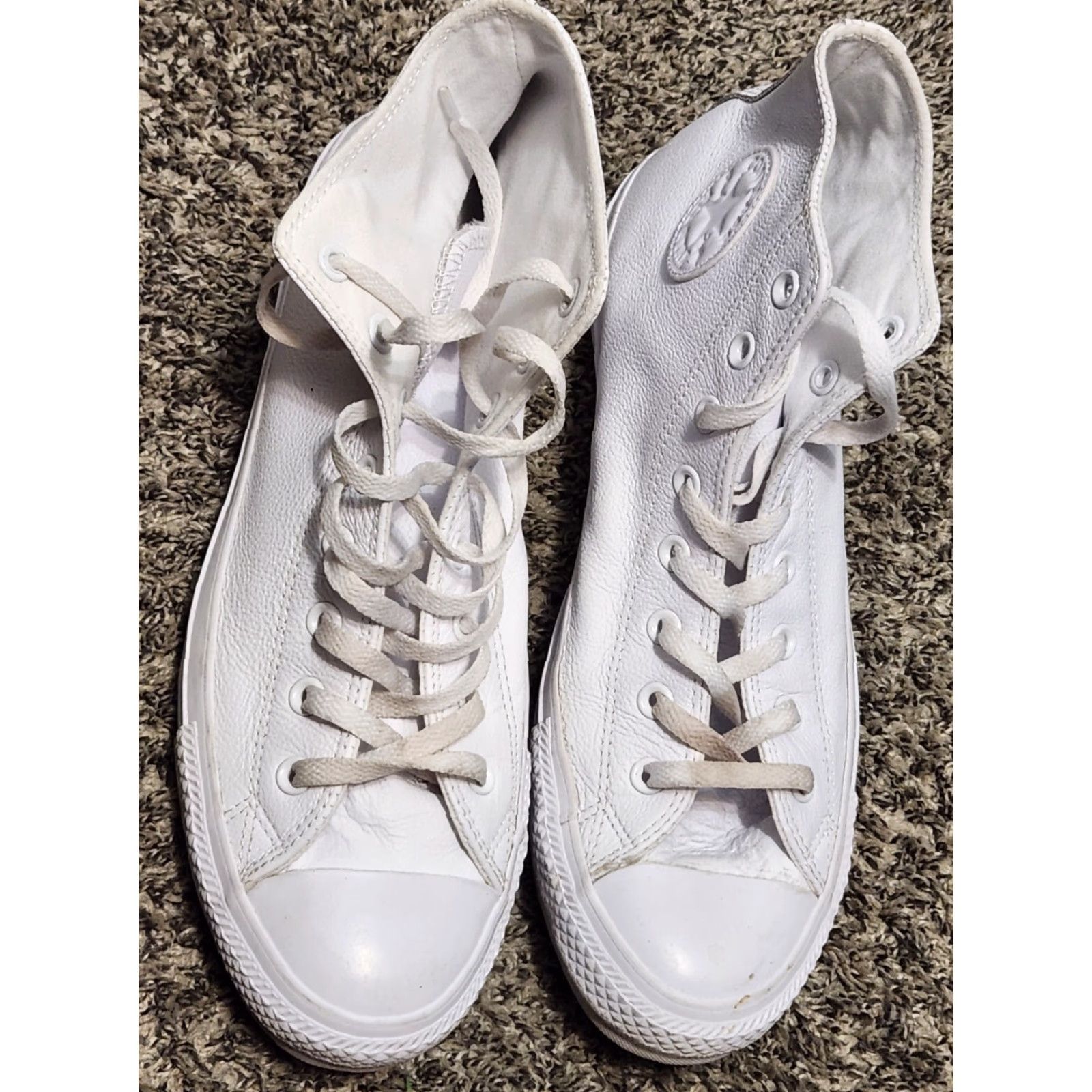Converse Converse All-Star Chuck Taylor Hi Top Trainers Unisex Adults 11.5 Leather White Star Logo Size L / US 10 / IT 46 - 3 Thumbnail