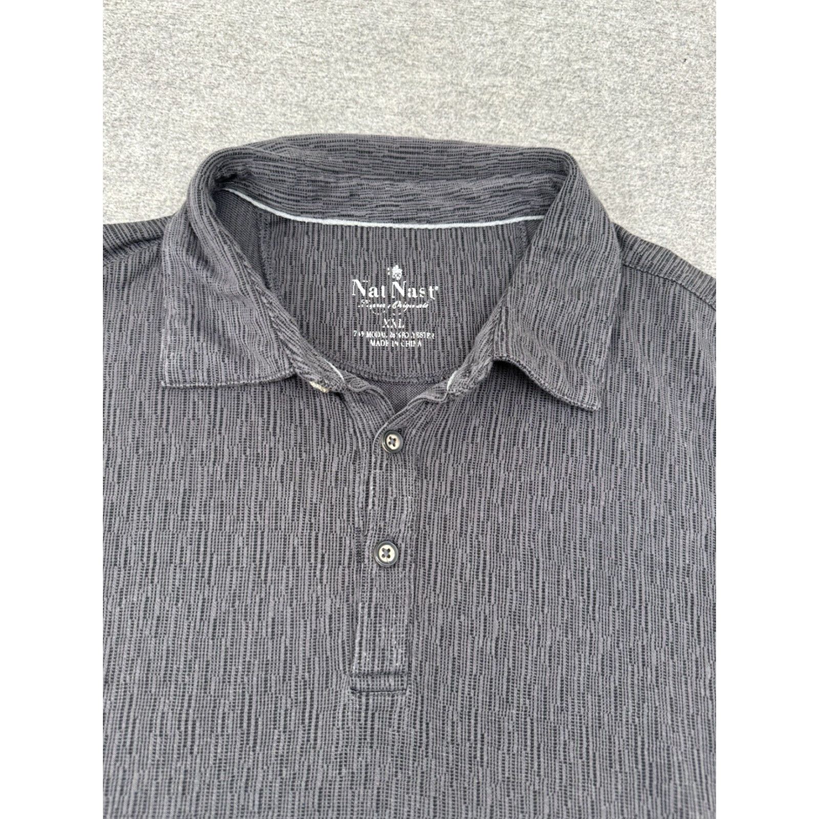 Nat Nast Nat Nast Silk Shirt Mens 2XL Gray Black Polo Short Sleeve Bowling Luxury Size US XXL / EU 58 / 5 - 3 Thumbnail