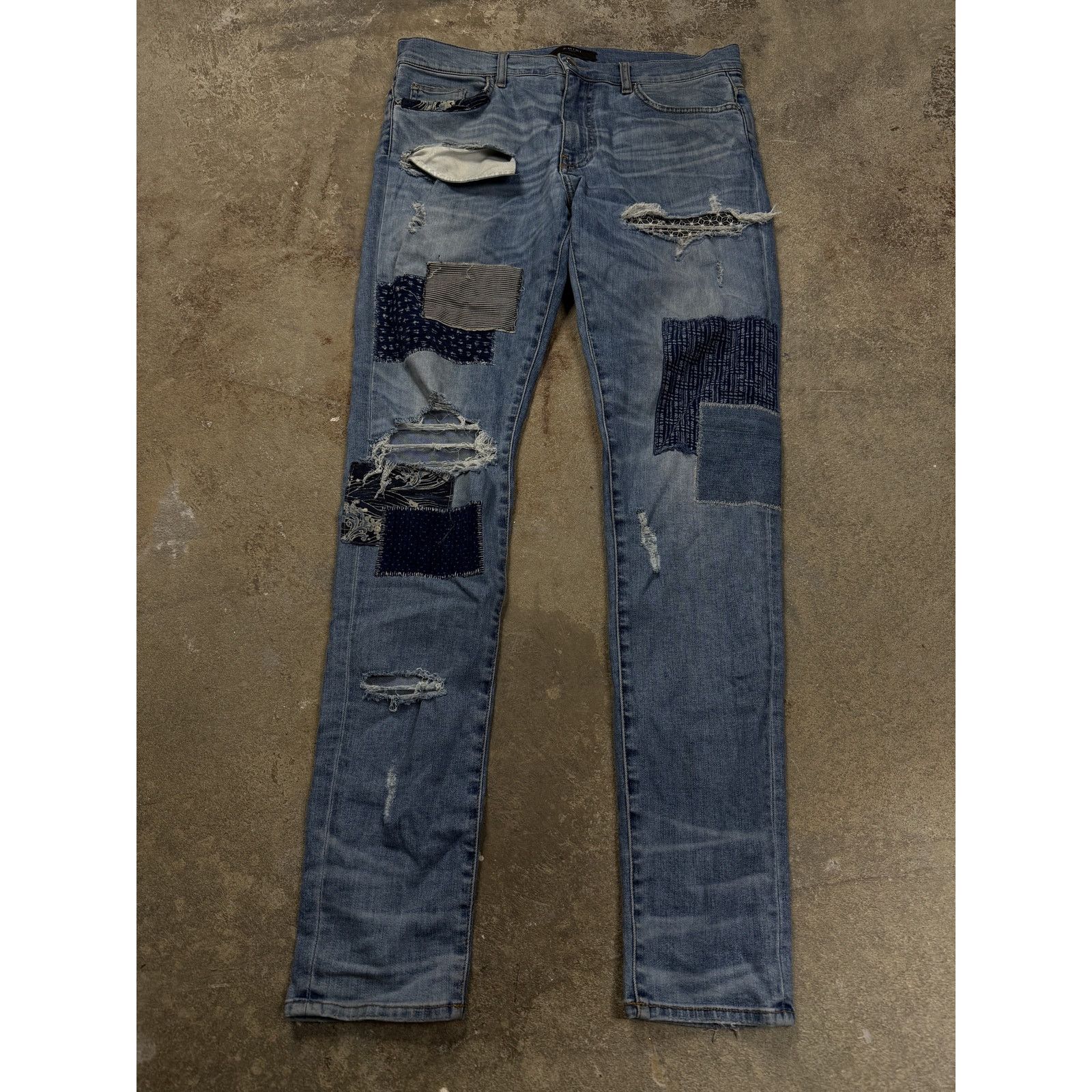Amiri Amiri Jeans Light Wash Blue Patchwork Used 34 Size US 34 / EU 50 - 1 Thumbnail
