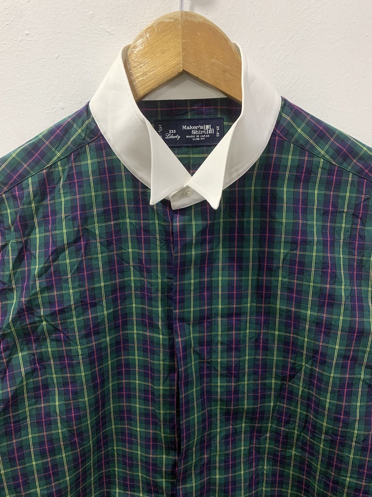 Kamakura KAMAKURA 225 LIBERTY CHECK PATTERNED - WING COLLAR L/S SHIRT Size US M / EU 48-50 / 2 - 2 Thumbnail