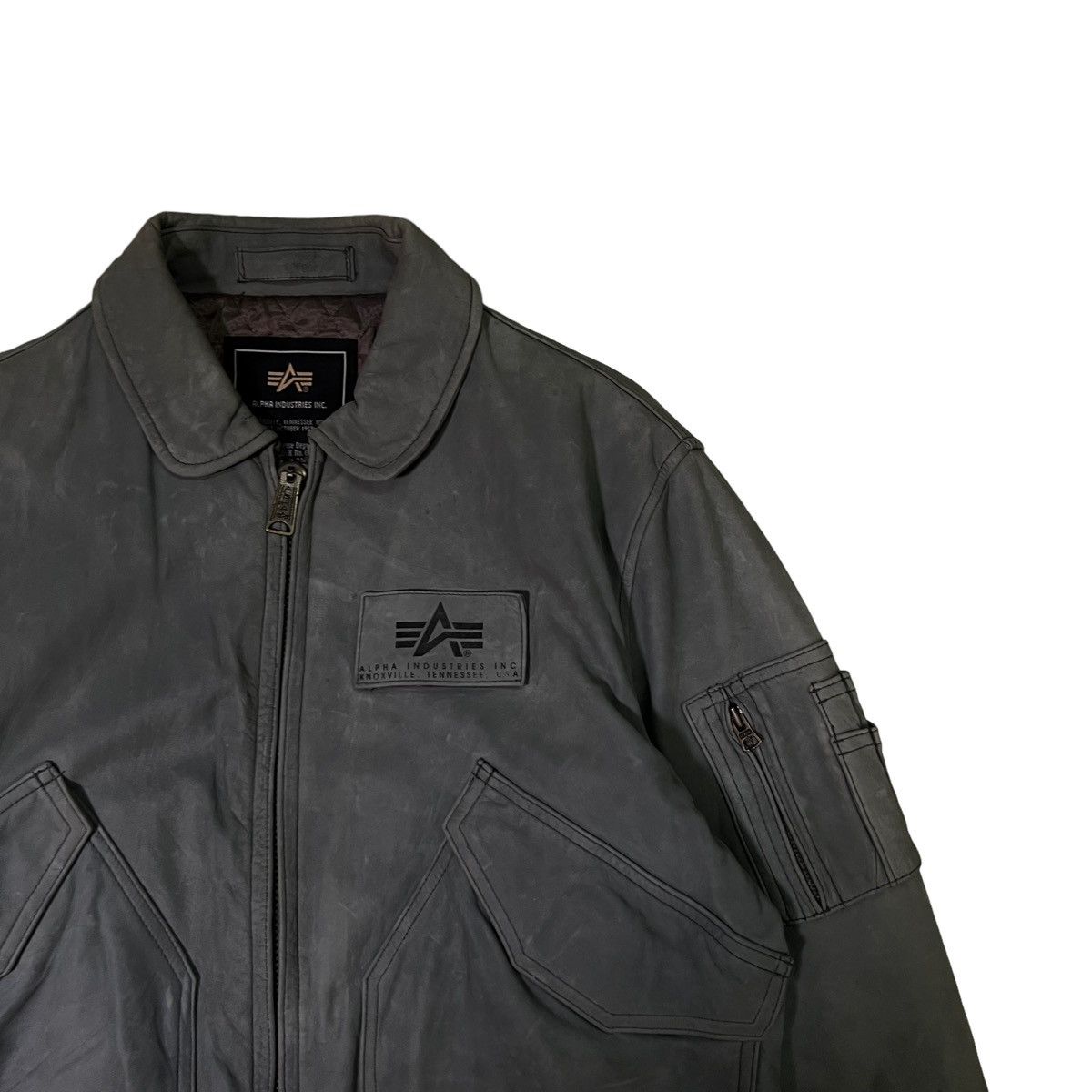 Alpha Industries 🔥VINTAGE GENUINE LEATHER COWHIDE BOMBER JACKET FLY USA Size US M / EU 48-50 / 2 - 2 Thumbnail