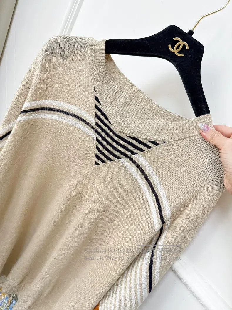 Loewe Loewe Beige Multicolor Fringe Shoulder Knitted Top Size S / US 4 / IT 40 - 4 Thumbnail