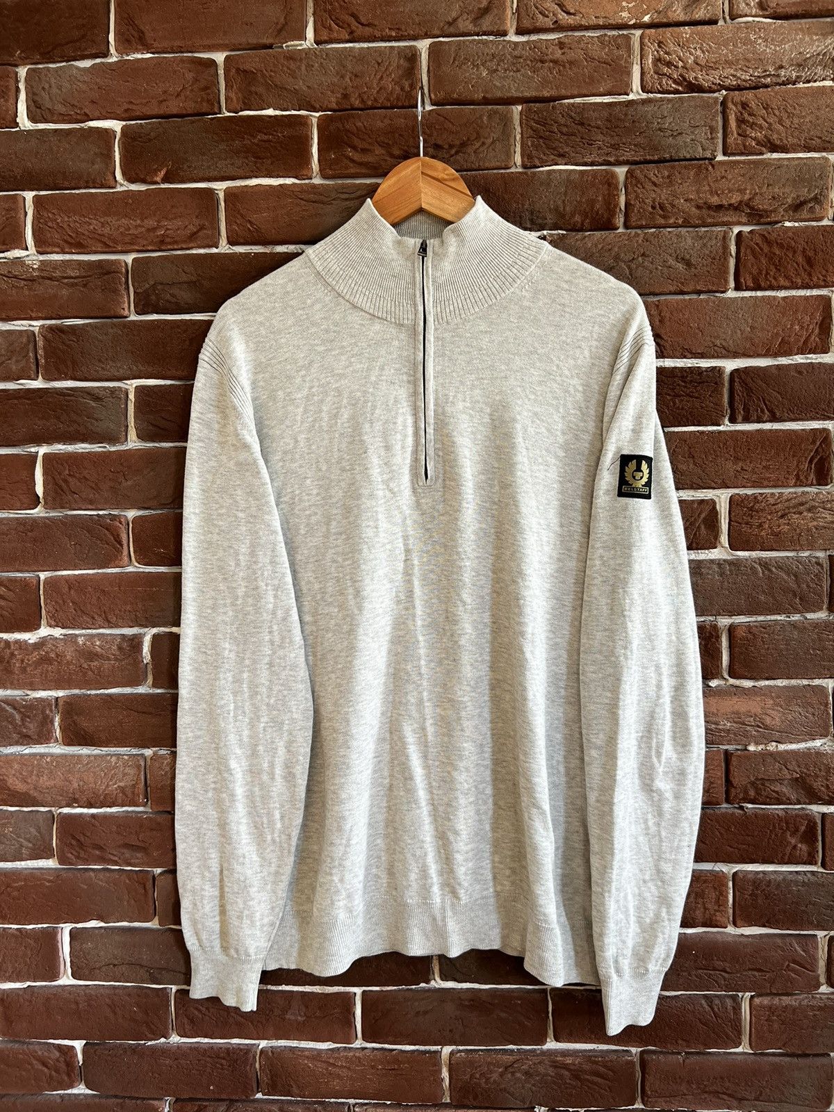 Belstaff RARE BELSTAFF 1/4 ZIP Knit Sweatshirt XL grey RARE Size US XL / EU 56 / 4 - 1 Thumbnail