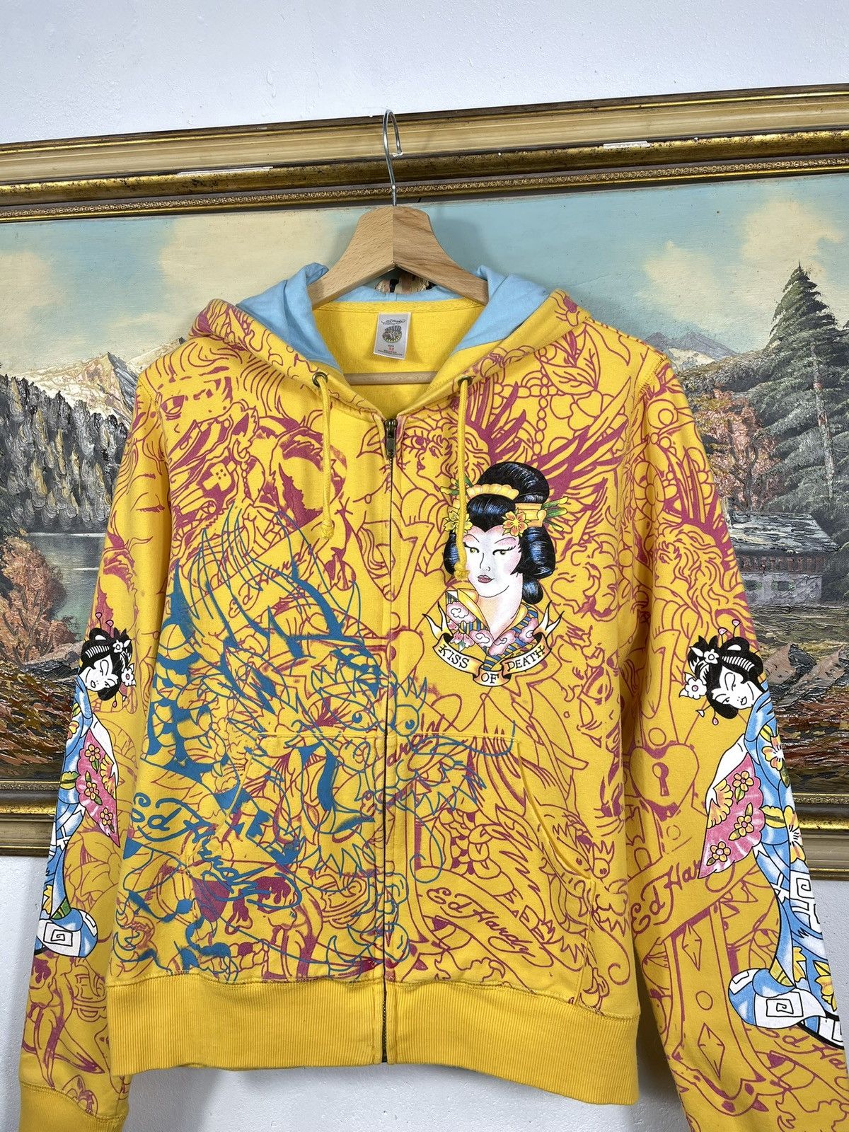 Christian Audigier Ed Hardy Retro 00s Hoodie With Crystals Affliction Grunge Size M / US 6-8 / IT 42-44 - 5 Thumbnail