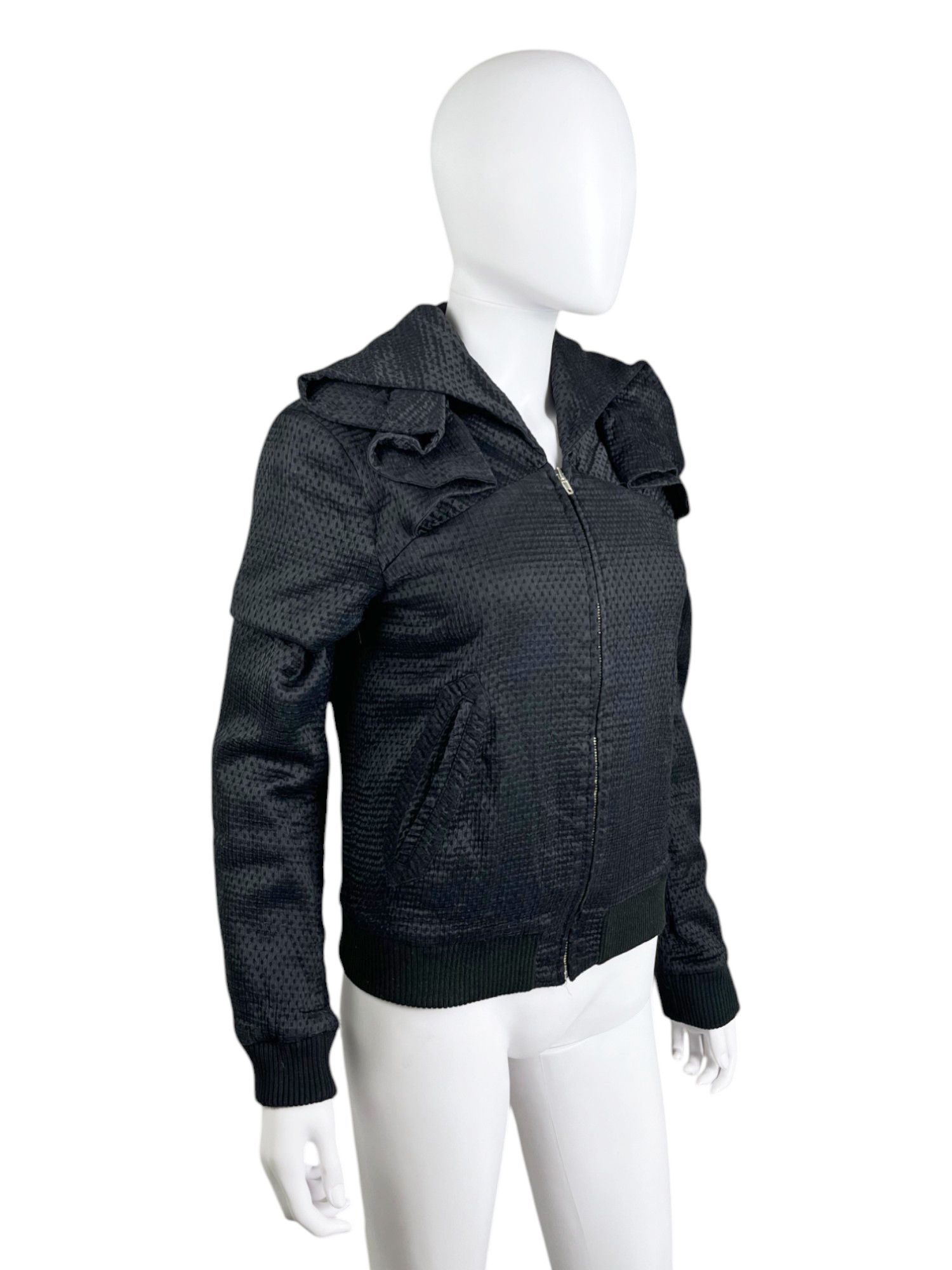 Hussein Chalayan Early 2000's Ruffle blue bomber jacket Size L / US 10 / IT 46 - 2 Thumbnail