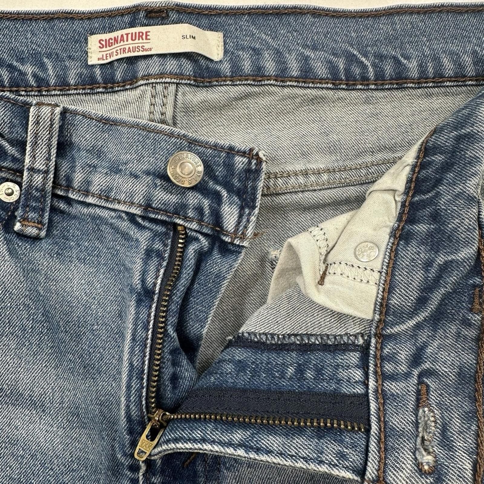 Levi's Signature Levis Jeans Mens 34x30 Blue Slim Straight Light Size US 34 / EU 50 - 4 Thumbnail