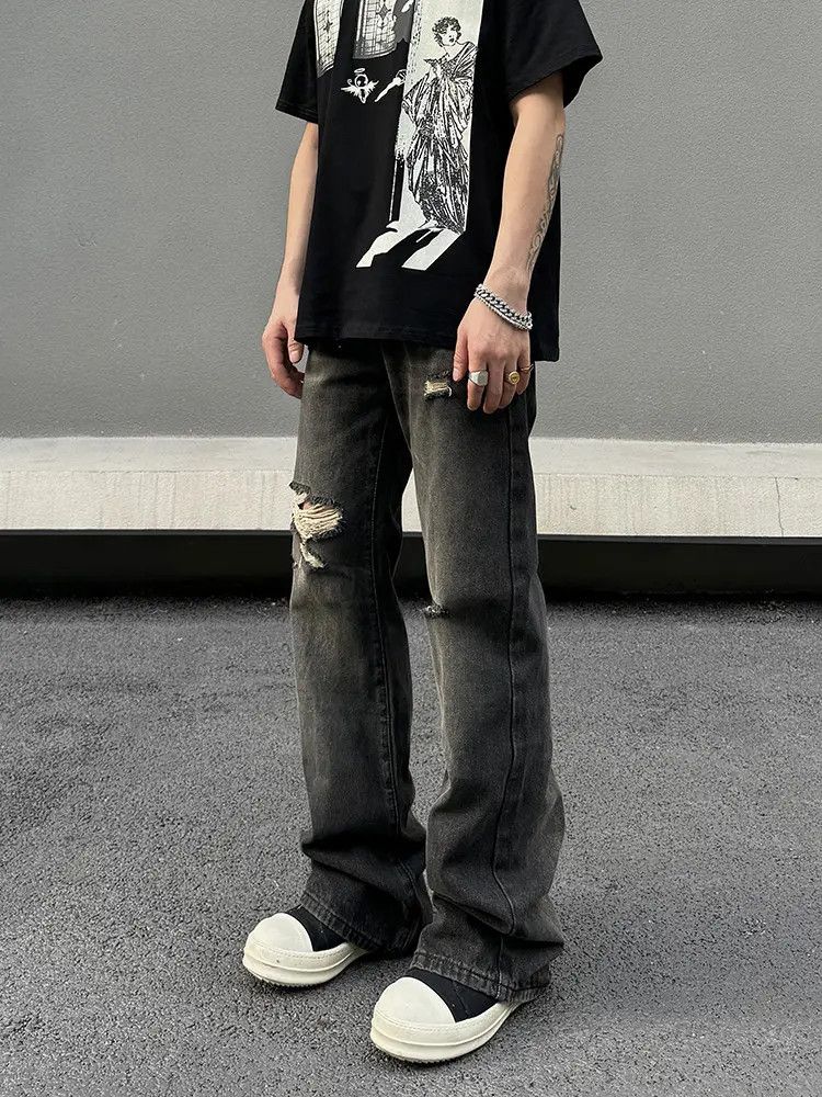 Japanese Brand × Jean Distressed Stacked Denim Jeans, Ripped Jeans Size US 32 / EU 48 - 3 Thumbnail