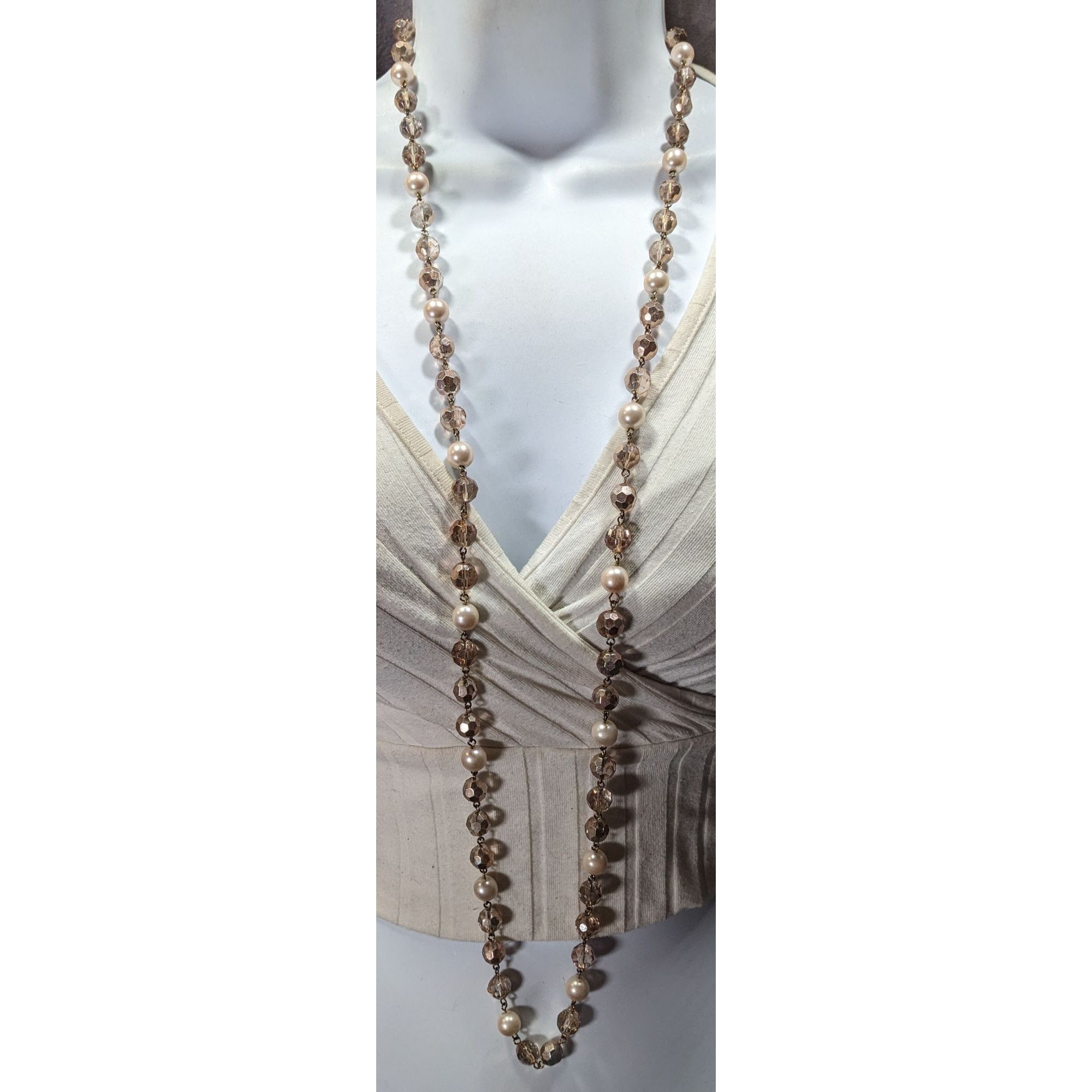 Other Vintage Elegant Glam Champagne Glass And Faux Pearl Beaded N Size ONE SIZE - 2 Thumbnail