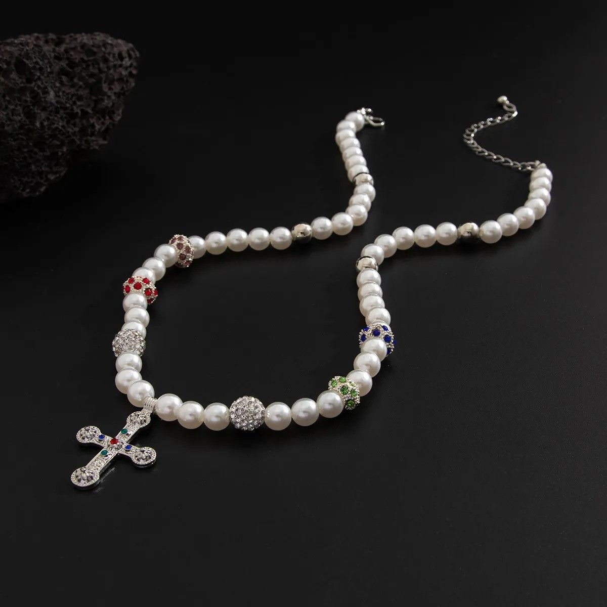 Vintage Pearl Necklace Cross Pendant Size ONE SIZE - 6 Thumbnail