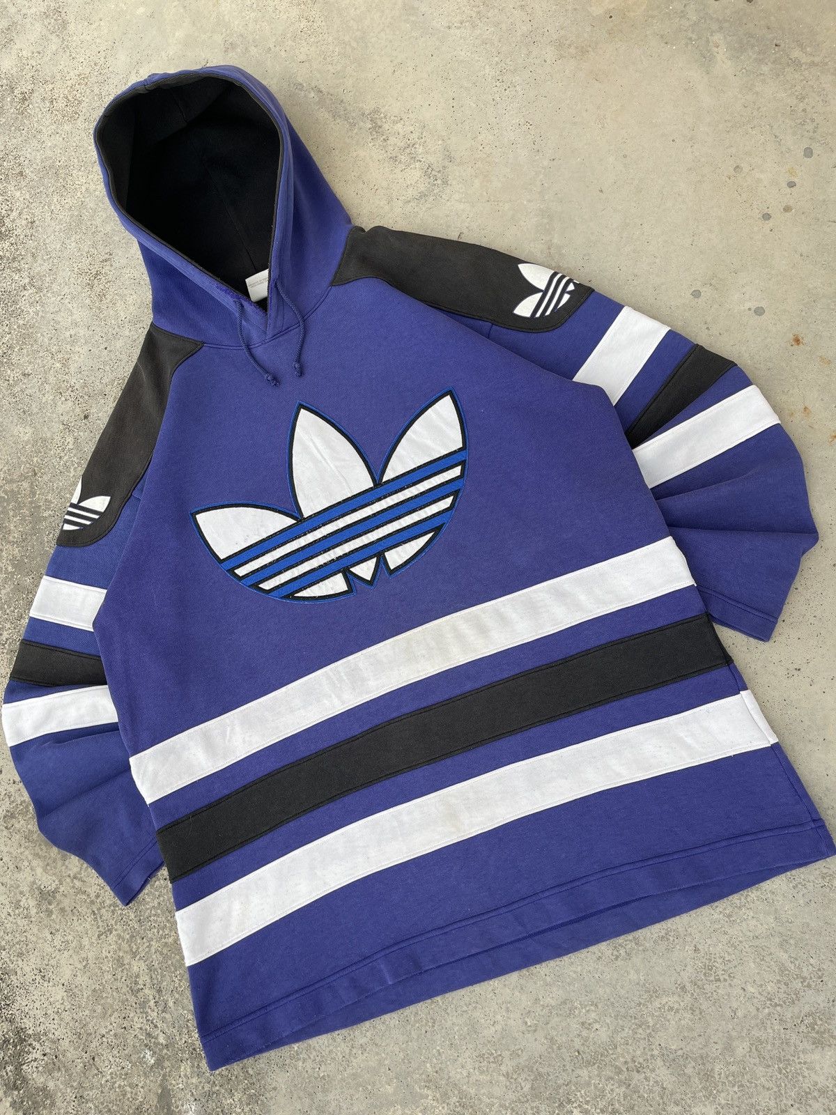 Vintage 90s Adidas Big Logo Three Stripes Hoodie