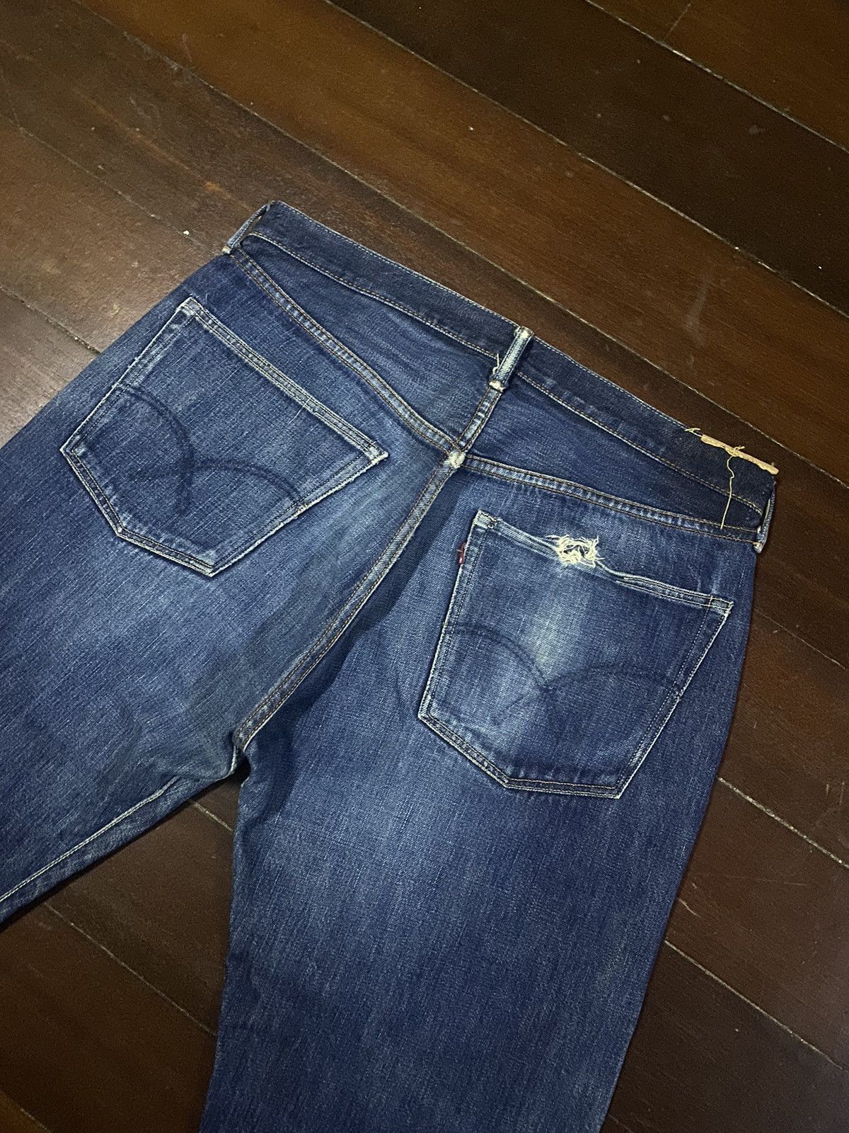 Orslow FIRE🔥 Vintage fullcount distressed wide leg selvedge denim Size US 36 / EU 52 - 18 Thumbnail
