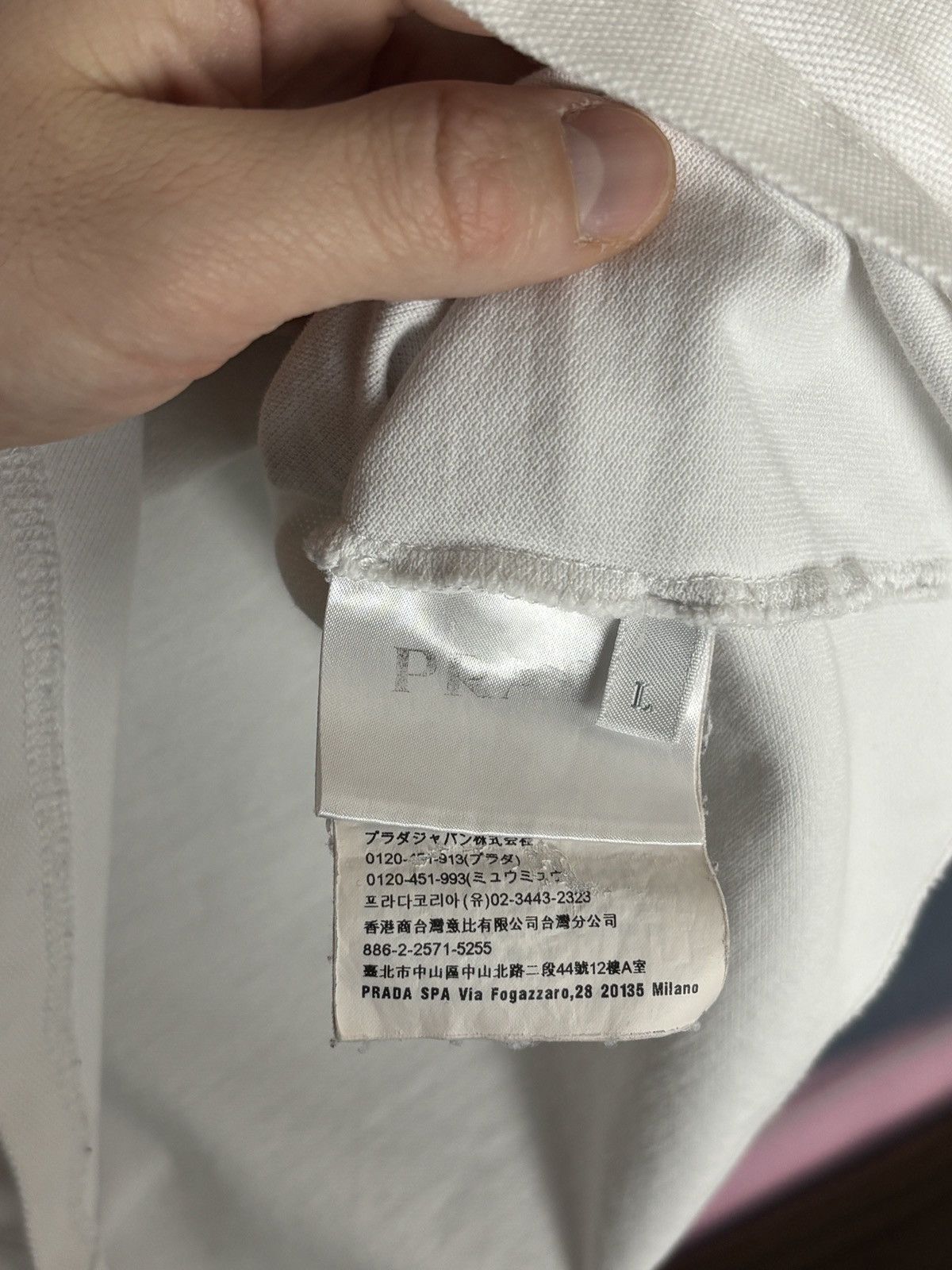 Prada Prada White Tab Luxury Polo Shirt Designer Vintage Size US L / EU 52-54 / 3 - 7 Thumbnail