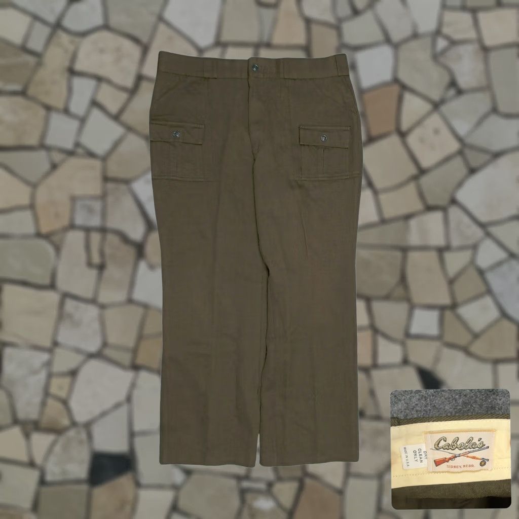 Vintage VINTAGE Cabela's Hunter Green Heavy Twill Hunting Work Pants Men 38x30 Green 8 Pockets 80s Rugged Heritage Workwear USA Pants Mens Adjustable Hem Size US 38 / EU 54 - 1 Thumbnail
