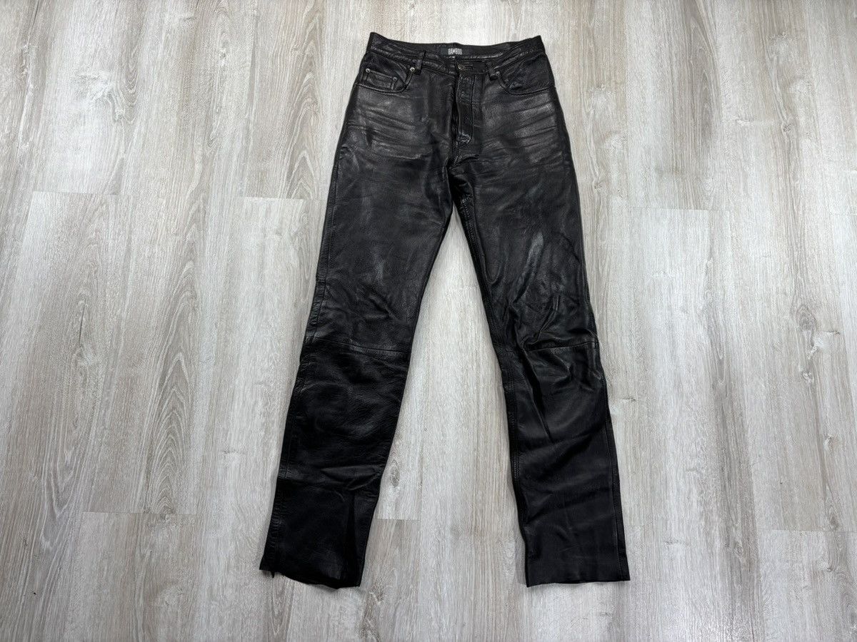 Leather × Vintage Womens biker motorcycle leather pants Bamboo Size 30 Size 24" / US 00 / IT 34 - 1 Thumbnail