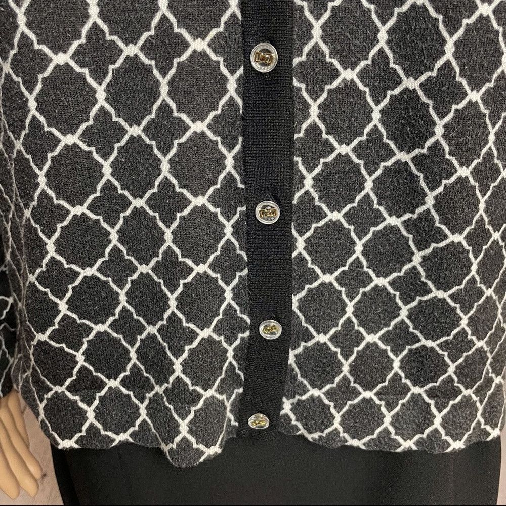 Other Charter Club Long Sleeve Button Front Cardigan Black White Size L / US 10 / IT 46 - 2 Thumbnail