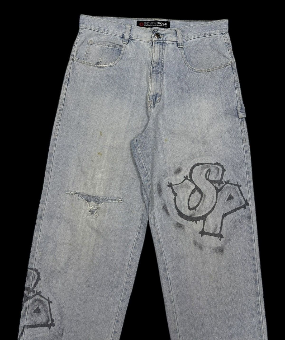 Southpole 🔥SOUTHPOLE BAGGY JEANS DISTRESSED DENIM SKATER STYLE Size US 36 / EU 52 - 5 Thumbnail