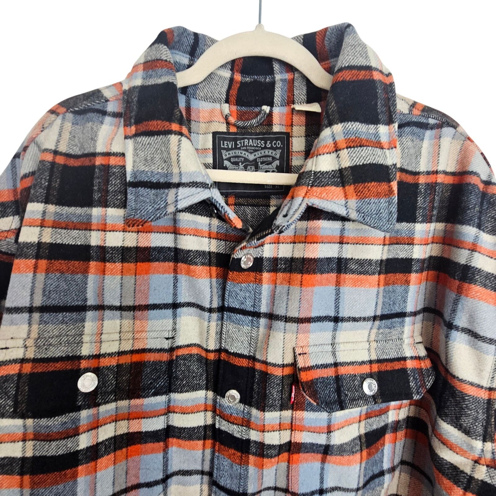 Levi's Levis Mens Portola Chore Coat Wool Trucker Jacket Plaid Size US XL / EU 56 / 4 - 2 Thumbnail