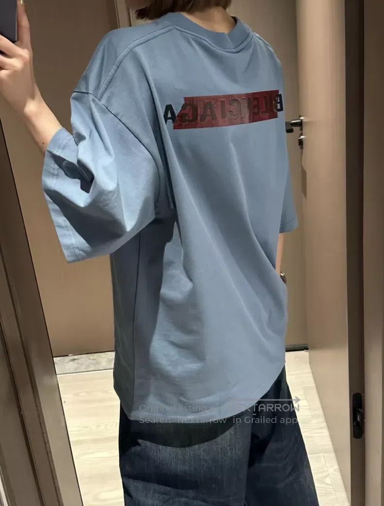 Balenciaga Balenciaga Haze blue distressed short-sleeve with letterin Size US S / EU 44-46 / 1 - 9 Thumbnail