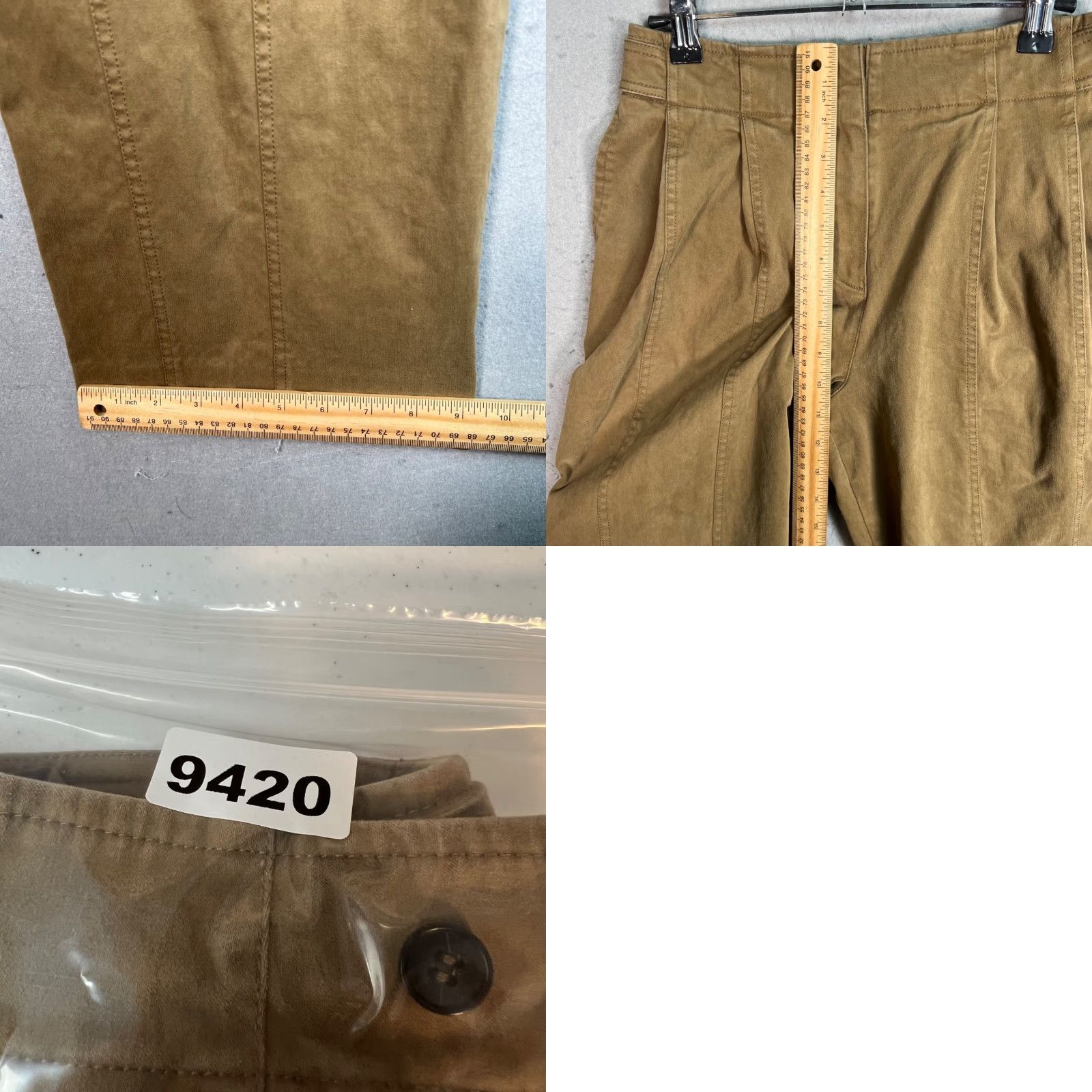 Vintage VINTAGE LVIR LA Project Womens Khaki High-Waisted Wide-Leg Cotton Blend Pants Size Small Size 28" / US 6 / IT 42 - 8 Thumbnail
