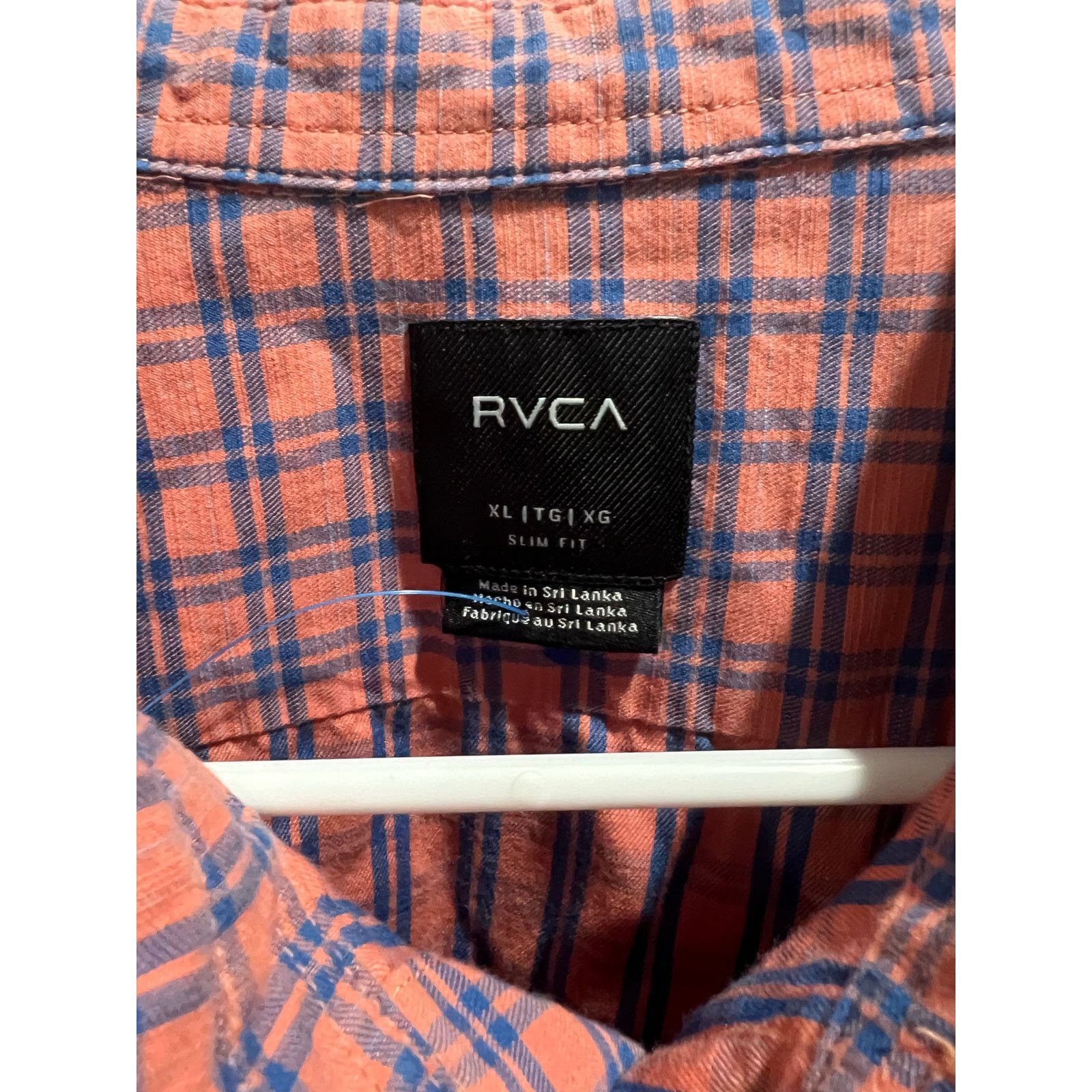 RVCA RVCA Slim Fit Short Sleeve Button Shirt XL Plaid Pink Blue Size US XL / EU 56 / 4 - 5 Thumbnail