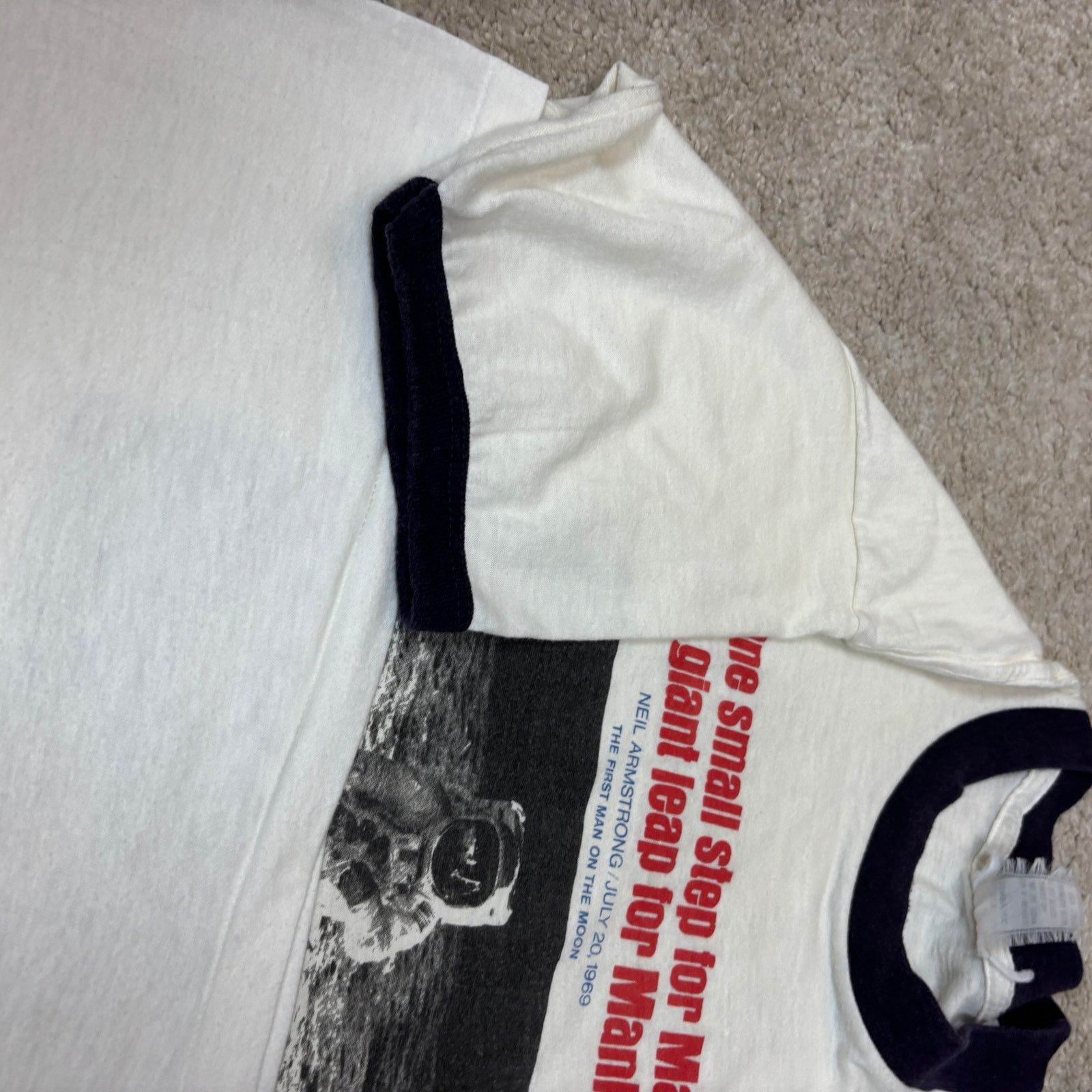 Vintage VTG 80s Moon Landing Ringer T Shirt Men''s Small Armstrong Size US S / EU 44-46 / 1 - 8 Thumbnail