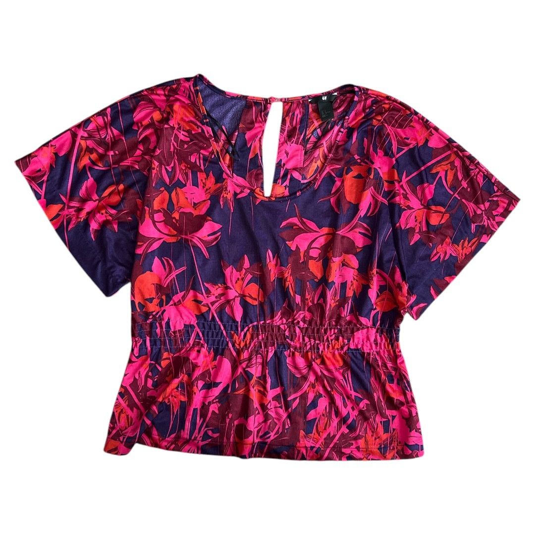 H&M H&M Pink Multicolor Boat Neck Short Sleeve Top, S Size S / US 4 / IT 40 - 1 Thumbnail