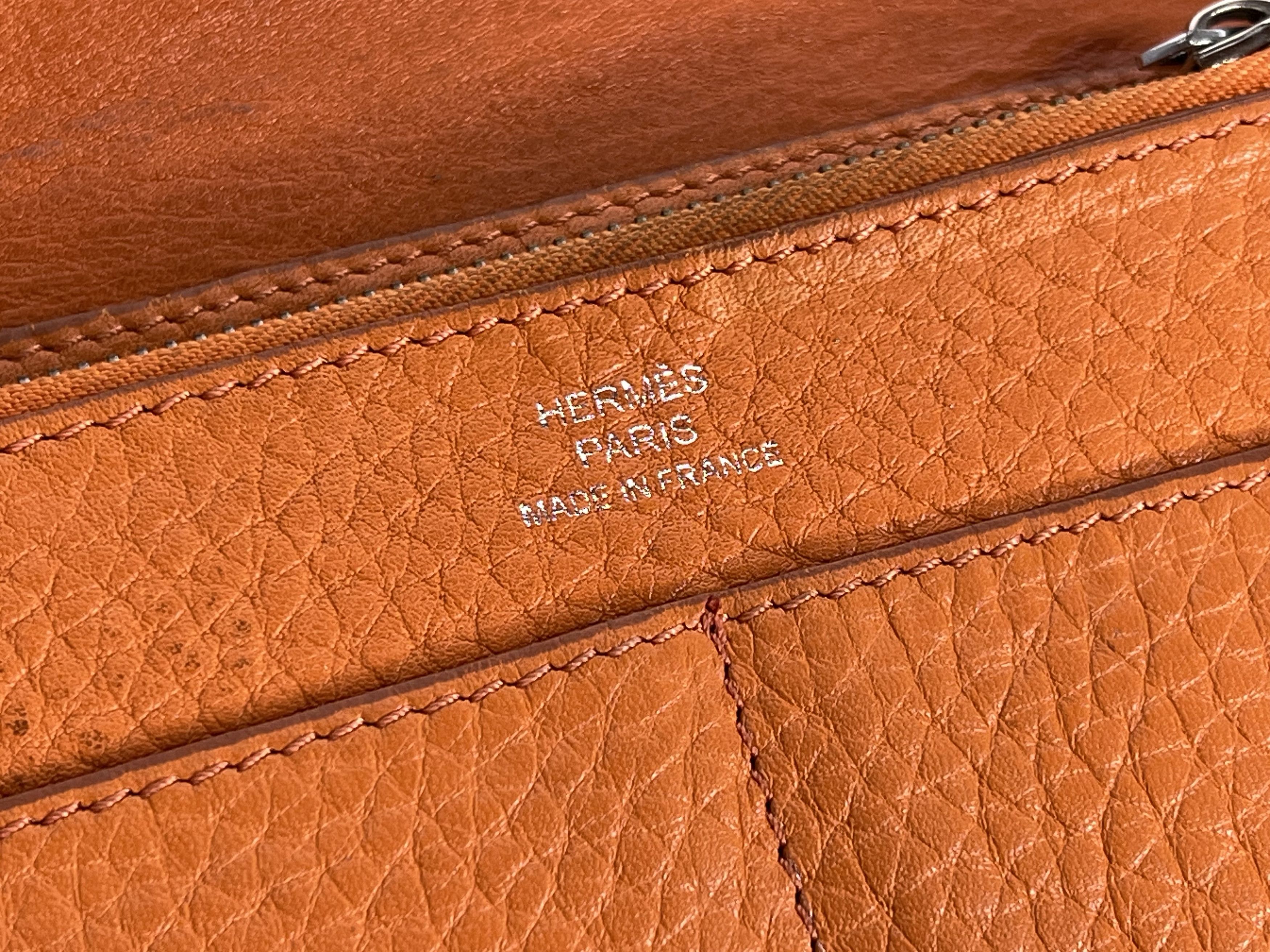 Hermes HERMES DOGON GM TOGO LEATHER LONG BIFOLD WALLET ORANGE Size ONE SIZE - 5 Thumbnail