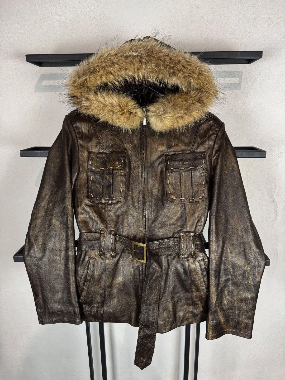 Vintage So Sick VTG Avant Garde Real Leather Jacket 90s Y2K Size S / US 4 / IT 40 - 1 Thumbnail