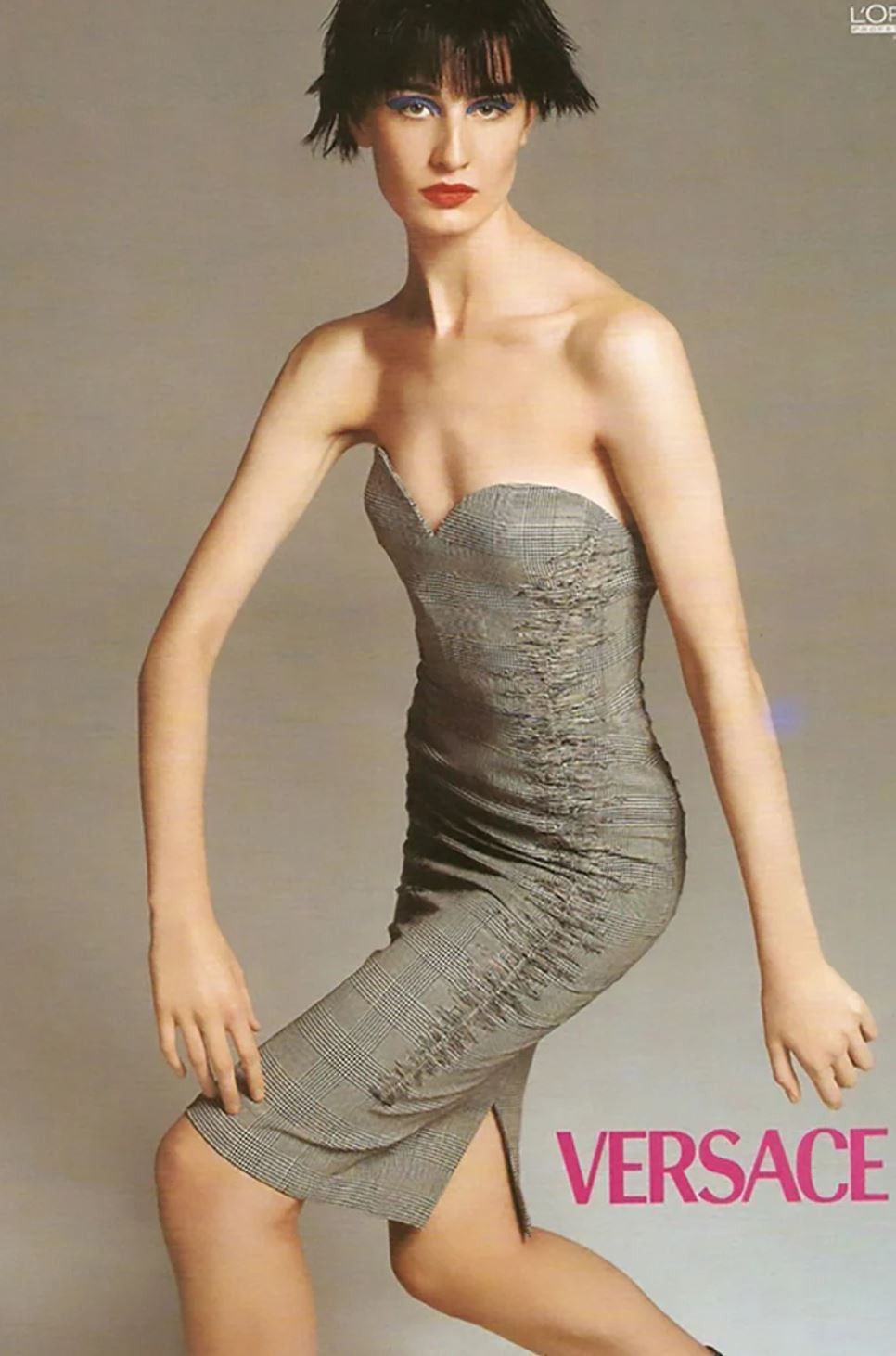 Versace Versace Couture S/S 1998 Kate Moss Houndstooth Corset Dress Size S / US 4 / IT 40 - 5 Thumbnail